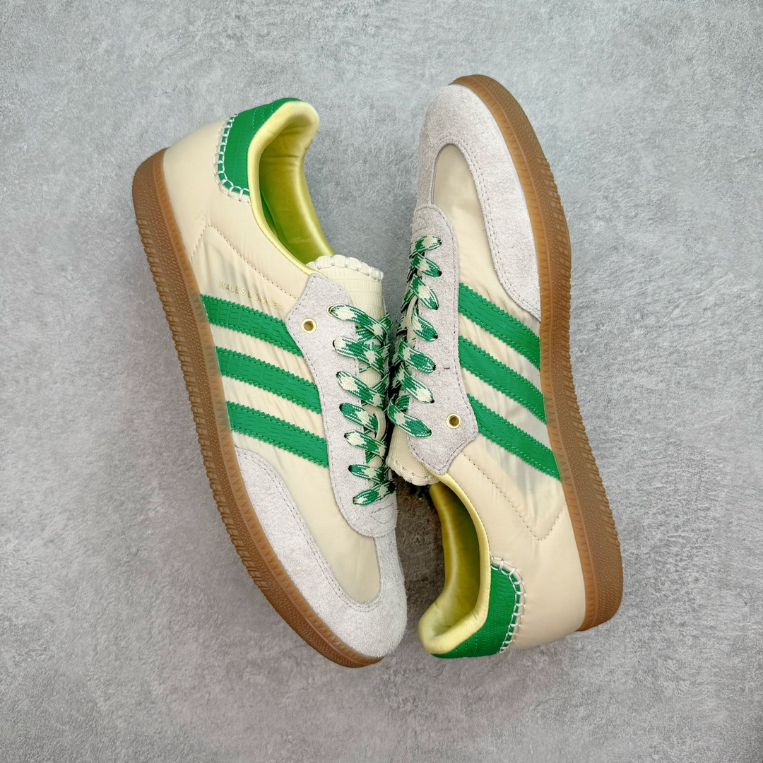 图片[3]-＃PB福利特价 Wales Bonner x AD Originals Samba 桑巴舞系列绅士德训足球风百搭低帮休闲运动板鞋 联名米白绿 GY4344 口碑大厂出品 品控大底版型不断改良更新 全套原纸板楦头开发 确保原汁原味 完美呈现桑巴版型 一比一鞋头弧度高度鞋身弧度 此版本只针对中端市场 皮料材质有所更替 其他数据细节工艺流程均保持一致 绝不口嗨 细节品控鞋型随意对比 正确烫金高频细节 原装纳米超迁皮料 独家私模橡胶大底 原盒原配 这款桑巴鞋展示了高质量的工艺 带有装饰的超锁缝制和无缝的手感 柔软、柔软的皮革造型和标志性的3条纹完成了精致的外观 正规合身鞋带 鞋面上有绒面鞋垫 橡胶鞋底 享受正畸套筒软感 自50年代首次亮相以来就一直在赢得粉丝的青睐 尺码：36 36.5 37.5 38 38.5 39 40 40.5 41 42 42.5 43 44 44.5 45 46-选品中心