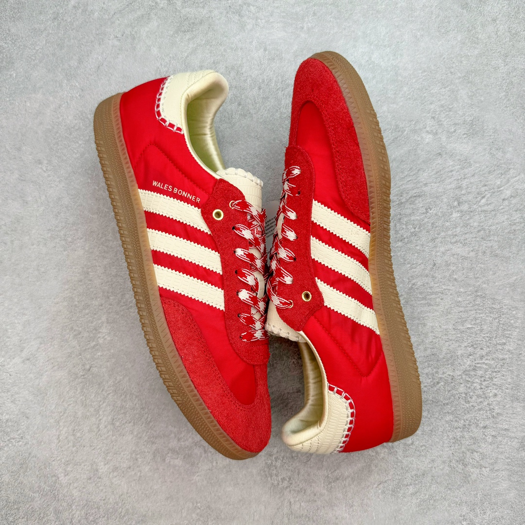 图片[3]-＃PB福利特价 Wales Bonner x AD Originals Samba 桑巴舞系列绅士德训足球风百搭低帮休闲运动板鞋 联名红色 GY6612 口碑大厂出品 品控大底版型不断改良更新 全套原纸板楦头开发 确保原汁原味 完美呈现桑巴版型 一比一鞋头弧度高度鞋身弧度 此版本只针对中端市场 皮料材质有所更替 其他数据细节工艺流程均保持一致 绝不口嗨 细节品控鞋型随意对比 正确烫金高频细节 原装纳米超迁皮料 独家私模橡胶大底 原盒原配 这款桑巴鞋展示了高质量的工艺 带有装饰的超锁缝制和无缝的手感 柔软、柔软的皮革造型和标志性的3条纹完成了精致的外观 正规合身鞋带 鞋面上有绒面鞋垫 橡胶鞋底 享受正畸套筒软感 自50年代首次亮相以来就一直在赢得粉丝的青睐 尺码：36 36.5 37.5 38 38.5 39 40 40.5 41 42 42.5 43 44 44.5 45 46-选品中心