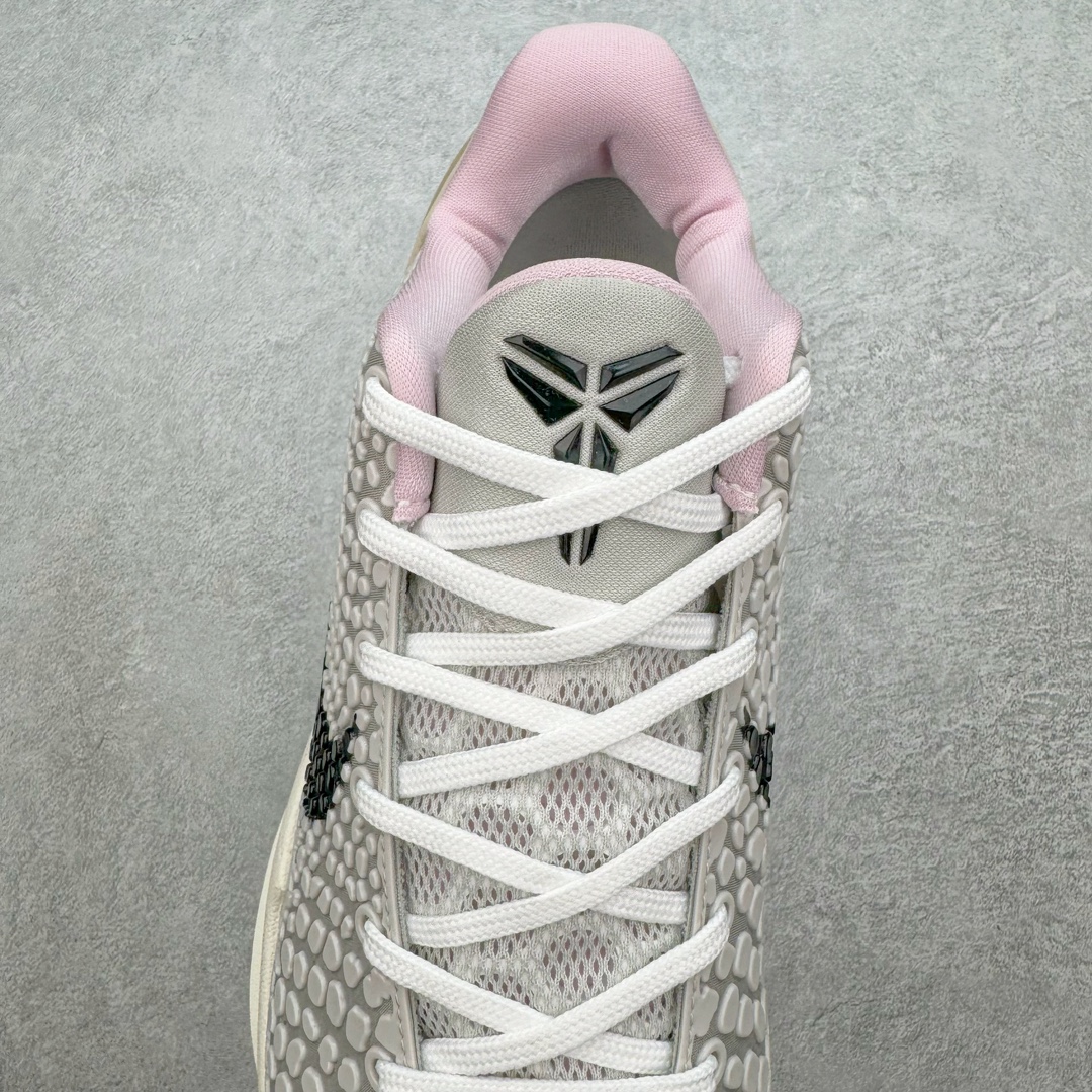 图片[5]-＃K1 NK Zoom Kobe 6 科比六代签名实战篮球鞋 灰粉 PE2024-001 欧美外贸平台特供版 全网唯一开发至49.5 50.5码 主攻中端市场 全套原纸板楦头开发 确保原汁原味 完美呈现版型 一比一鞋头弧度高度鞋身弧度 细节品控鞋型完美 原厂TPU网格鞋带扣 正确内里网布 前后气垫加持 信仰绝不减配 全鞋身材料卡色独家定制 SWOOSH 蛇鳞 正确珠光效果（内嵌珍珠粉）独家前掌Zoom Turbo 后掌马蹄Zoom缓震 内置全真动态飞线 独家复刻U型缓震垫带独立钢印 十年情怀 这里完美落地 一个月独家售后 为实战保驾护航 尺码：39 40 40.5 41 42 42.5 43 44 44.5 45 45.5 46 47.5 48.5 49.5 50.5-选品中心