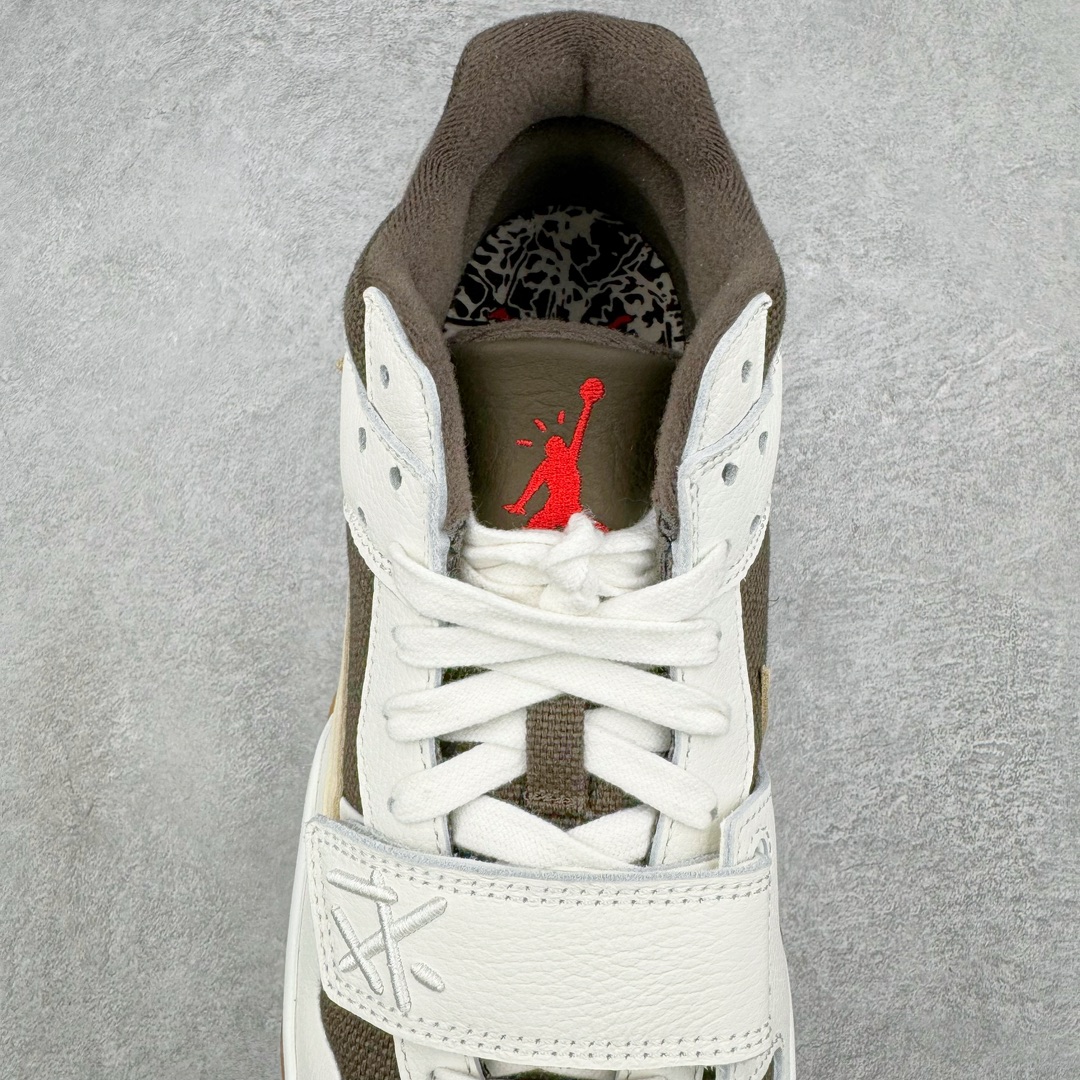 图片[5]-＃KZ纯原 Travis Scott x Jordan AJ Cut The Check TS倒钩联名魔术贴篮球鞋 军绿白 FZ8117-100 注意默认配原盒盒子配套布袋不用加钱 退货丢失扣30元 原厂全套原楦原纸板冲刀磨具开发 原厂皮料加持 原厂港宝加持定型后跟R度完美 同源原厂电绣 鬼脸飞翼针数密度立体效果一致 百分百一致原鞋 原厂拉帮工艺 针距密度一致 后跟弧度收口自然不对折 极致一眼正品既视感 进口玻璃冲刀皮料裁剪零毛边 全鞋电脑针车工艺 品控清洁度最高QC检验标准 免检产品 原厂订购鞋盒、布袋、鞋标、防尘纸、鞋撑、鞋带 追求极致的原厂味道 配色方面采用白色为基础 搭配棕色框架呈现 完美还原了初代倒钩的配色设计 细节方面 标志性的反钩Swoosh采用米色点缀 鞋面还带有特殊的魔术贴细节 此外在鞋舌、后跟部分均带有Cactus Jack厂牌Logo 彰显鞋款特殊身份 尺码：36 36.5 37.5 38 38.5 39 40 40.5 41 42 42.5 43 44 44.5 45 46 47.5-选品中心