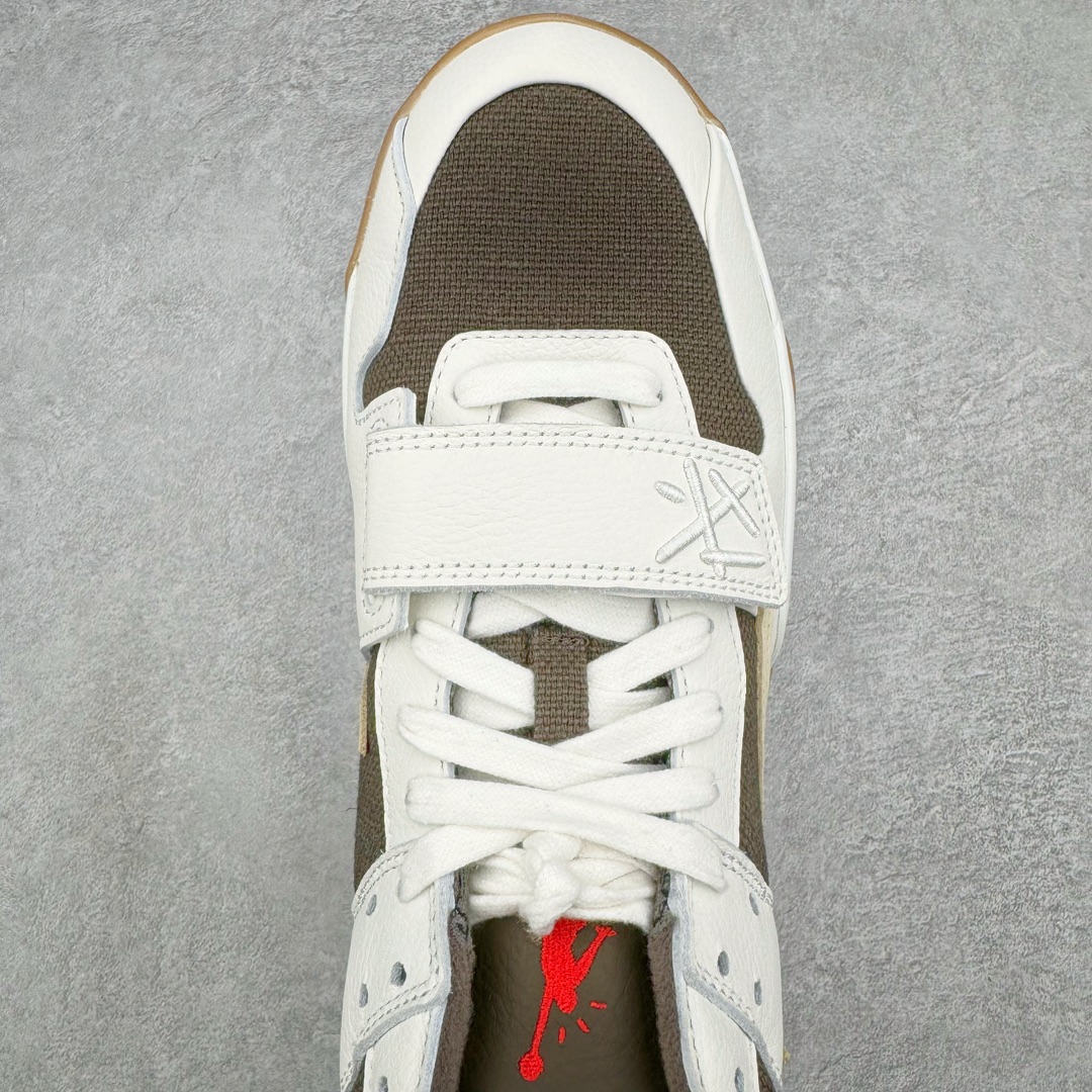 图片[4]-＃KZ纯原 Travis Scott x Jordan AJ Cut The Check TS倒钩联名魔术贴篮球鞋 军绿白 FZ8117-100 注意默认配原盒盒子配套布袋不用加钱 退货丢失扣30元 原厂全套原楦原纸板冲刀磨具开发 原厂皮料加持 原厂港宝加持定型后跟R度完美 同源原厂电绣 鬼脸飞翼针数密度立体效果一致 百分百一致原鞋 原厂拉帮工艺 针距密度一致 后跟弧度收口自然不对折 极致一眼正品既视感 进口玻璃冲刀皮料裁剪零毛边 全鞋电脑针车工艺 品控清洁度最高QC检验标准 免检产品 原厂订购鞋盒、布袋、鞋标、防尘纸、鞋撑、鞋带 追求极致的原厂味道 配色方面采用白色为基础 搭配棕色框架呈现 完美还原了初代倒钩的配色设计 细节方面 标志性的反钩Swoosh采用米色点缀 鞋面还带有特殊的魔术贴细节 此外在鞋舌、后跟部分均带有Cactus Jack厂牌Logo 彰显鞋款特殊身份 尺码：36 36.5 37.5 38 38.5 39 40 40.5 41 42 42.5 43 44 44.5 45 46 47.5-选品中心