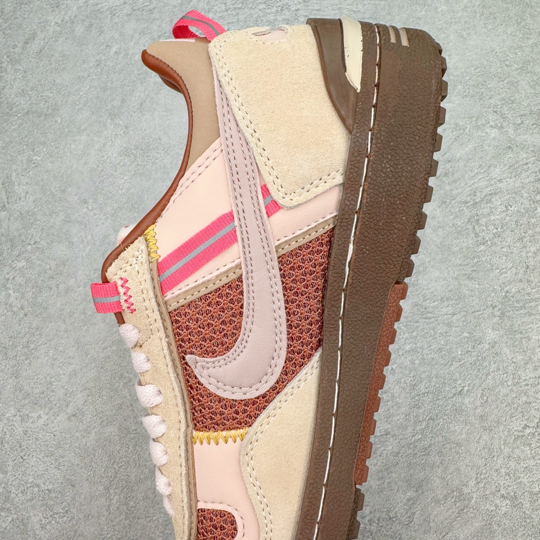 图片[7]-＃HK纯原 Union x NK Field General 82 SP 低帮复古联名篮球鞋 UN联名米棕 FQ9003-200 鞋身整体采用编织网眼为底 框架部分的麂皮材质营造出丰富的层次感 配色方面以深棕色为底色 搭配奶油色框架设计 Swoosh部分则以白色点缀 复古氛围拉满 Union标志性的UN/LA标签以及车线细节均得以保留 鞋舌部分也采用解构设计 并带有UNION字样 鞋身侧后方均带有粉色3M反光条设计 Swoosh采用镂空样式呈现 并带有稳定支持装置 鞋底则采用自带氧化效果的米白色Waffle外底呈现 进一步呼应复古氛围 侧面分别带有Union以及NK字样 尺码：36 36.5 37.5 38 38.5 39 40 40.5 41 42 42.5 43 44 45-选品中心