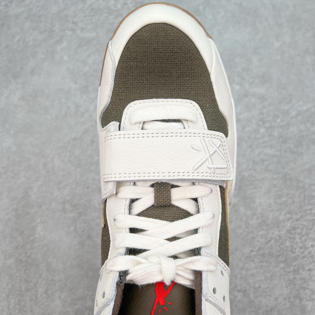 图片[4]-＃Y3纯原 Travis Scott x Jordan AJ Cut The Check TS倒钩联名魔术贴篮球鞋 军绿白 FZ8117-100 注意默认配原盒盒子配套布袋不用加钱 退货丢失扣30元 原厂全套原楦原纸板冲刀磨具开发 原厂皮料加持 原厂港宝加持定型后跟R度完美 同源原厂电绣 鬼脸飞翼针数密度立体效果一致 百分百一致原鞋 原厂拉帮工艺 针距密度一致 后跟弧度收口自然不对折 极致一眼正品既视感 进口玻璃冲刀皮料裁剪零毛边 全鞋电脑针车工艺 品控清洁度最高QC检验标准 免检产品 原厂订购鞋盒、布袋、鞋标、防尘纸、鞋撑、鞋带 追求极致的原厂味道 配色方面采用白色为基础 搭配棕色框架呈现 完美还原了初代倒钩的配色设计 细节方面 标志性的反钩Swoosh采用米色点缀 鞋面还带有特殊的魔术贴细节 此外在鞋舌、后跟部分均带有Cactus Jack厂牌Logo 彰显鞋款特殊身份 尺码：36 36.5 37.5 38 38.5 39 40 40.5 41 42 42.5 43 44 44.5 45 46 47.5 48.5-选品中心