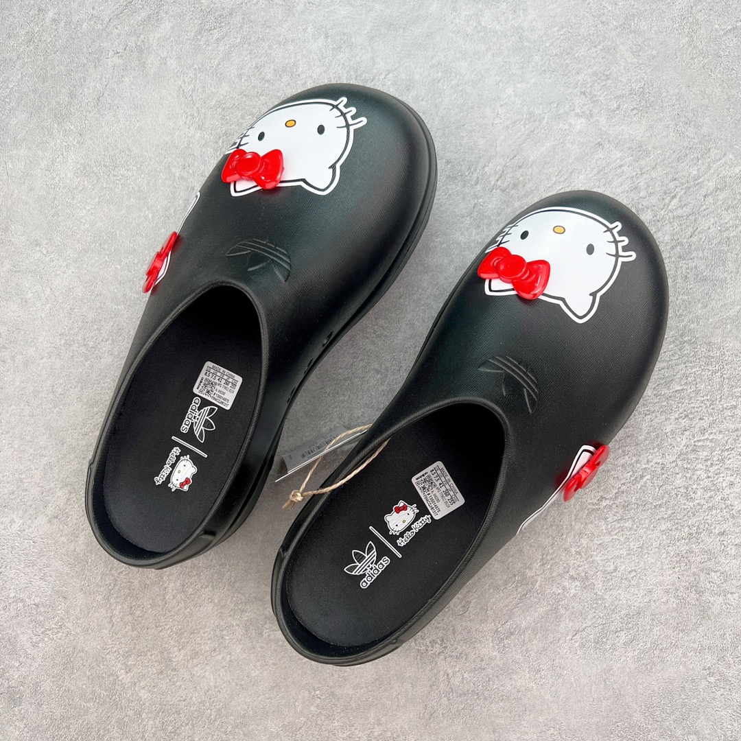 图片[3]-＃H11 AD Originals AdiFOM Stan Smith Mule 防滑耐磨轻便运动凉鞋穆勒厨师鞋 Hallo kitty 黑色 IH0280 重金购入原鞋及原档案磨具生产指令开发 鞋头部位凹凸有致 横向大面积波浪纹理 后跟Logo 凹凸明显 轮廓分明 描漆定位精准 公整无偏差不溢出 LOGO内侧钢印清晰工整 原厂磨具全鞋无多余毛边 同源公司EVA粒子环保塑料 原厂指令配方 无任何异味 弹性卡色均保持原鞋一致 匠心打造 鞋口弧度大小 鞋面色泽质感同步原鞋 LOGO内侧钢印清晰工整 中底部分带原厂钢印编号 原厂Ortholite欧斯莱鞋垫 区别掉渣海玻璃鞋垫 吸汗防臭的效果无法相提并论 原厂定制原标 同比ZP 符合人体设计 轻松脚感 一穿即走 这款拖鞋旨在致敬经典的Stan Smith 简约鞋面和后跟细节灵感源于原版 并通过厚实的比例和超光滑的触感 带来现代风格的革新 采用含有甘蔗制成的泡沫材料 心系环保 摆脱绑带或鞋带束缚 易于穿脱 保持舒适 采用天然可再生材料 旨在帮助减少塑料污染 偏小一码 尺码：36 37 38 39 40 41 42 43 44-选品中心