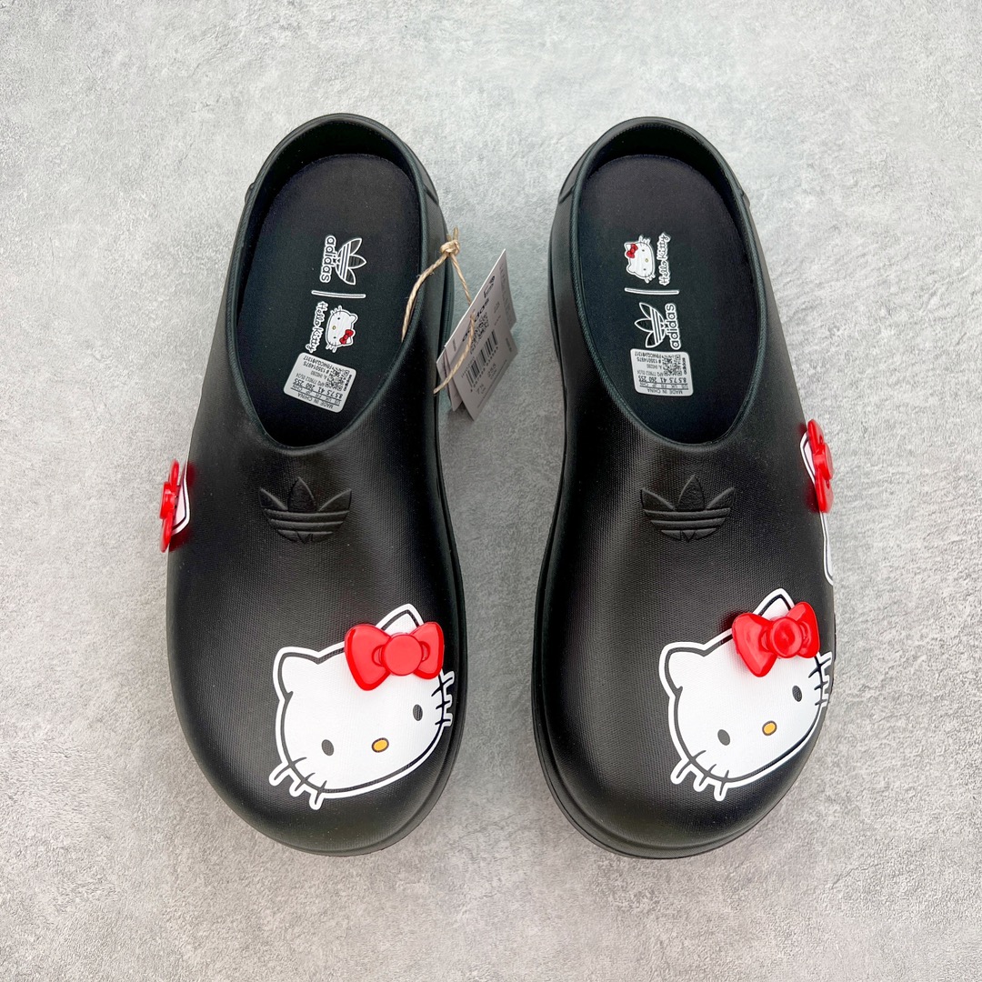 图片[2]-＃H11 AD Originals AdiFOM Stan Smith Mule 防滑耐磨轻便运动凉鞋穆勒厨师鞋 Hallo kitty 黑色 IH0280 重金购入原鞋及原档案磨具生产指令开发 鞋头部位凹凸有致 横向大面积波浪纹理 后跟Logo 凹凸明显 轮廓分明 描漆定位精准 公整无偏差不溢出 LOGO内侧钢印清晰工整 原厂磨具全鞋无多余毛边 同源公司EVA粒子环保塑料 原厂指令配方 无任何异味 弹性卡色均保持原鞋一致 匠心打造 鞋口弧度大小 鞋面色泽质感同步原鞋 LOGO内侧钢印清晰工整 中底部分带原厂钢印编号 原厂Ortholite欧斯莱鞋垫 区别掉渣海玻璃鞋垫 吸汗防臭的效果无法相提并论 原厂定制原标 同比ZP 符合人体设计 轻松脚感 一穿即走 这款拖鞋旨在致敬经典的Stan Smith 简约鞋面和后跟细节灵感源于原版 并通过厚实的比例和超光滑的触感 带来现代风格的革新 采用含有甘蔗制成的泡沫材料 心系环保 摆脱绑带或鞋带束缚 易于穿脱 保持舒适 采用天然可再生材料 旨在帮助减少塑料污染 偏小一码 尺码：36 37 38 39 40 41 42 43 44-选品中心