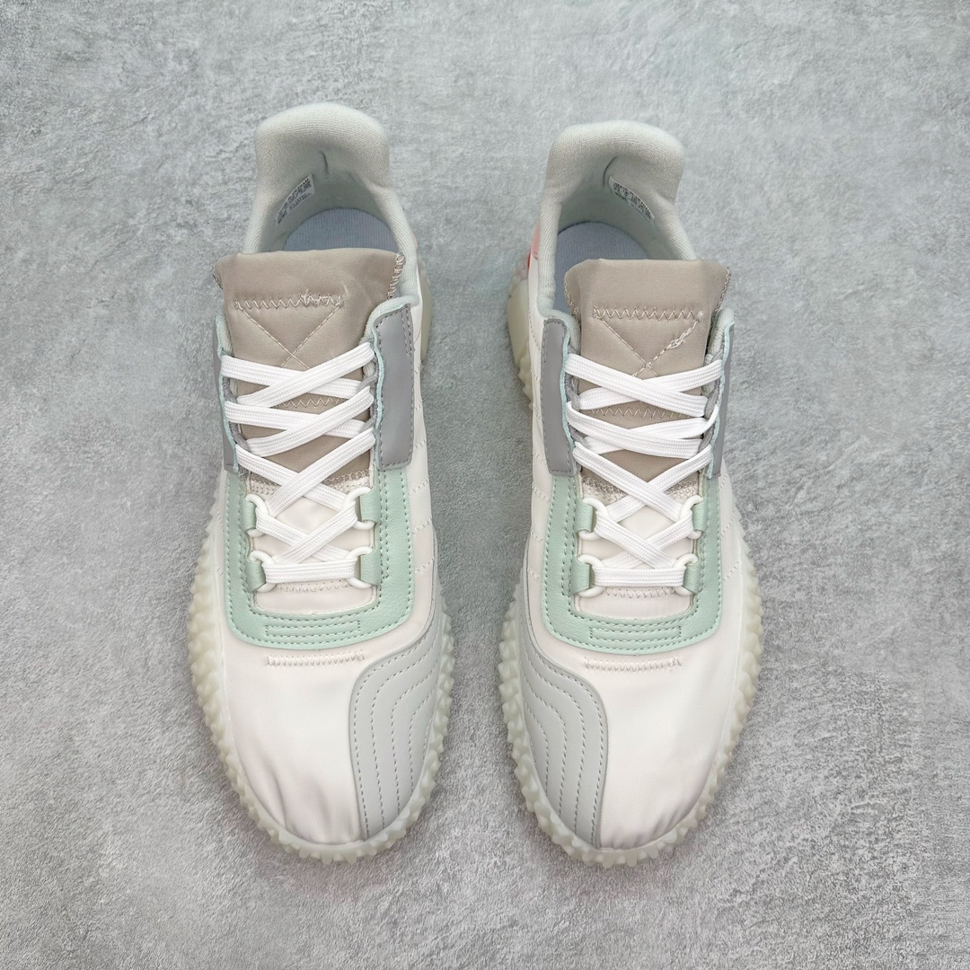 图片[2]-＃纯原 AD Originals Country x Kamanda卡曼达混合系列章鱼卷底复古锯齿休闲运动训练慢跑鞋 货号：FV3162 今年推出的全新鞋型 Kamanda，由于其夸张独特的外底，被玩家们称为“鱿鱼卷”，关注度一直颇高。将经典跑鞋 Country 的鞋面移植到 Kamanda 外底上 鞋面使用轻薄的尼龙布搭配皮革打造，以白色搭配绿色点缀，无论用料质感还是配色都极具复古气息。外底为 Kamanda 标志性的上翻设计，造型前卫，与复古风鞋面形成鲜明反差。尺码：36 36.5 37.5 38 38.5 39 40 40.5 41 42 42.5 43 44 44.5 45-选品中心