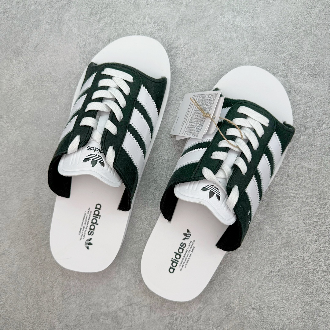 图片[3]-＃纯原 AD Gazelle Beach Slide\\\”Core Black/White\\\”羚羊海滩系列经典沙滩百搭休闲运动拖鞋“黑白”JQ7421 采用环保牛巴磨砂革鞋面材质 双层组合轻量鞋床#耐磨EVA材质压模大底 尺码： 36-45-选品中心