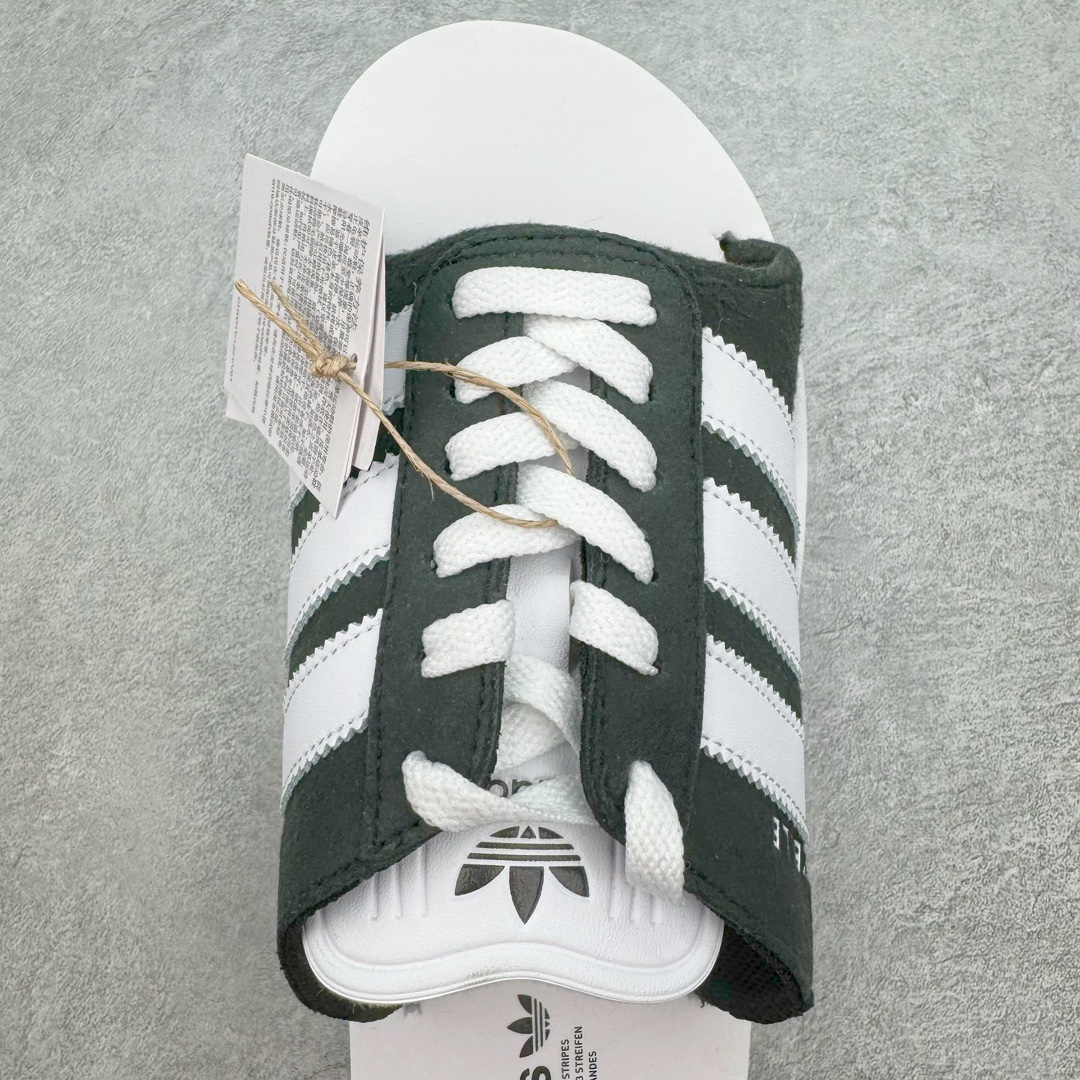 图片[4]-＃纯原 AD Gazelle Beach Slide\\\”Core Black/White\\\”羚羊海滩系列经典沙滩百搭休闲运动拖鞋“黑白”JQ7421 采用环保牛巴磨砂革鞋面材质 双层组合轻量鞋床#耐磨EVA材质压模大底 尺码： 36-45-选品中心