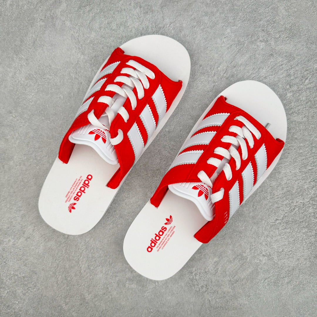 图片[3]-＃纯原 AD Gazelle Beach Slide 羚羊海滩系列经典沙滩百搭休闲运动拖鞋“红白”JQ7424 采用环保牛巴磨砂革鞋面材质 双层组合轻量鞋床#耐磨EVA材质压模大底 尺码： 36-45-选品中心