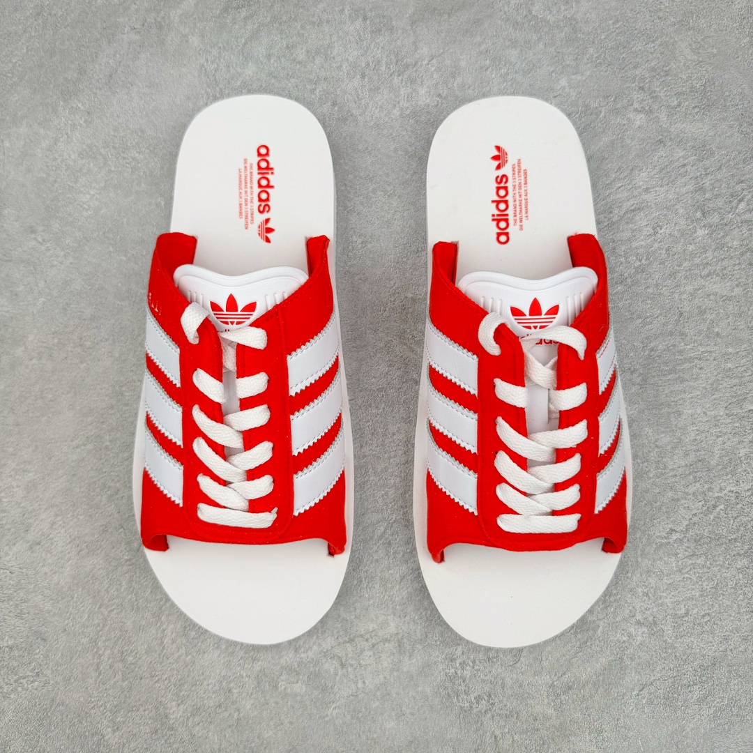 图片[2]-＃纯原 AD Gazelle Beach Slide 羚羊海滩系列经典沙滩百搭休闲运动拖鞋“红白”JQ7424 采用环保牛巴磨砂革鞋面材质 双层组合轻量鞋床#耐磨EVA材质压模大底 尺码： 36-45-选品中心