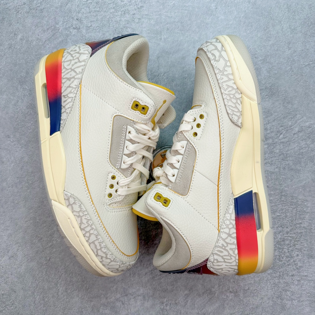 图片[3]-💰140 ＃FQ福利特价‼J Balvin x Air Jordan AJ3 联名白蓝红 彩虹渐变 FN0344-901 口碑大厂出品 原纸板楦头开发 定制优质皮料 完美鞋型匹配公司货 正确TPU鞋舌锁扣 最新原厂底模 大底卡色咬花完美 鞋柜必备鞋款 终端现货供应 尺码：40 40.5 41 42 42.5 43 44 44.5 45 46 47.5 编码：by2936010-运动鞋