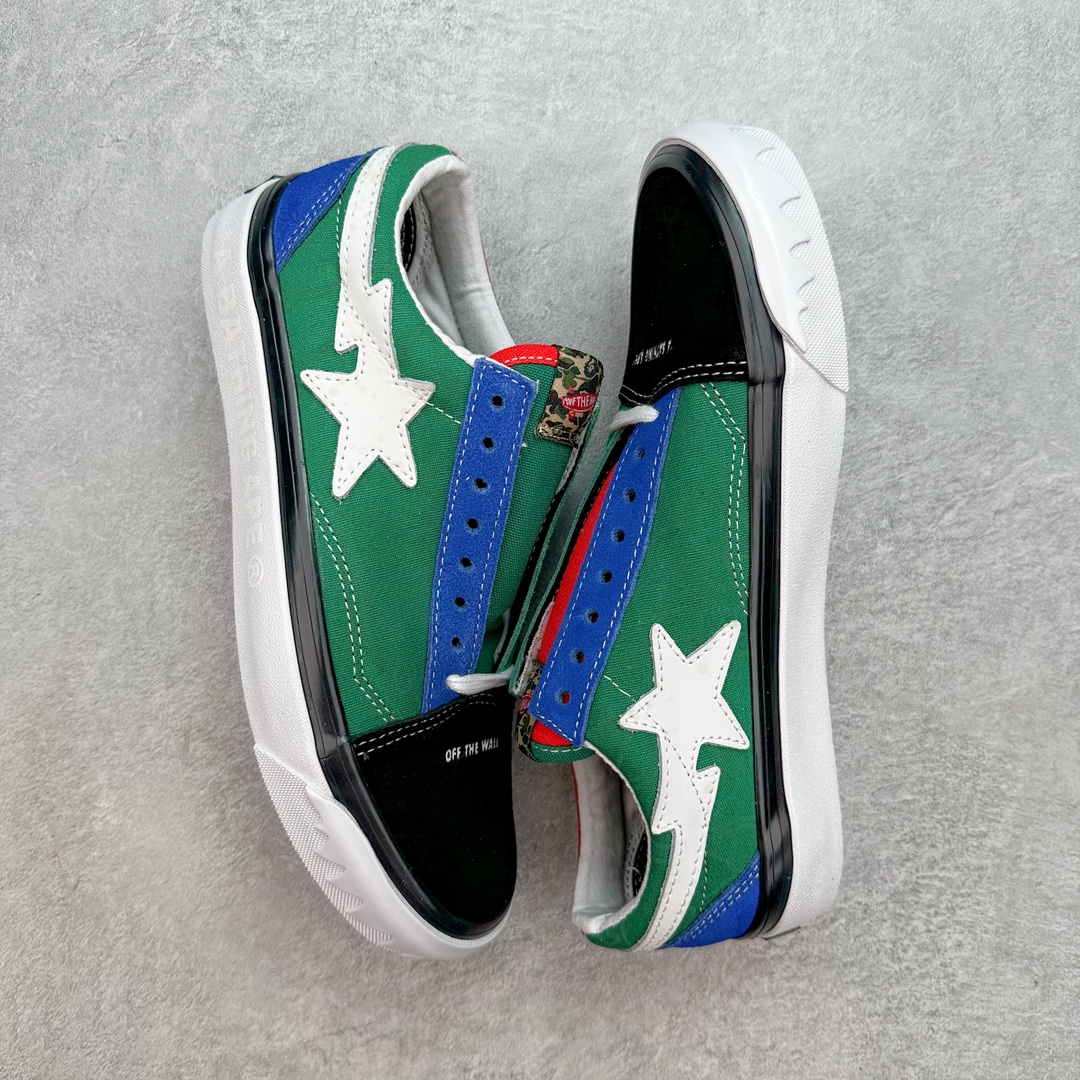 图片[3]-💰170 BAPE X Vans Old Skool 这次Bape与Vans premium高阶支线联名的细节也是做到极致 整体以Bape经典元素迷彩为主Vans条纹绿迷彩 Bape星标结合蓝迷彩和粉迷彩鸳鸯搭配 鞋头黑色麂皮一边印Vans品牌标志一边印有 Bape全称Logo 同时鞋头围条也运用了Bape元素鲨鱼齿加以包边 细节拉满 彰显联名 尺码：35-44（36.5 38.5 40.5 42.5） 编码：by2936040-运动鞋