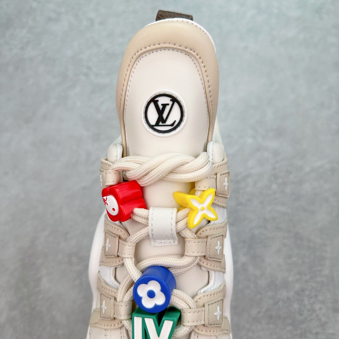 图片[5]-💰420 ＃K版纯原 Louis Vuitton Archlight Sneakers lv真皮拼色减震运动弓型舞蹈复古走秀老爹运动鞋 升级2023原装配件5D效果礼盒及全套原装配件包装物#支持感应NFC官网跳转#雪梨形超软沙绒纸团+细节制造精品#采用头层小牛皮革饰片#独立开发TPU回弹中底#组合TPR耐磨外底#超软皮内里脚垫❗ 尺码：35-39 编码：yby4936090-运动鞋