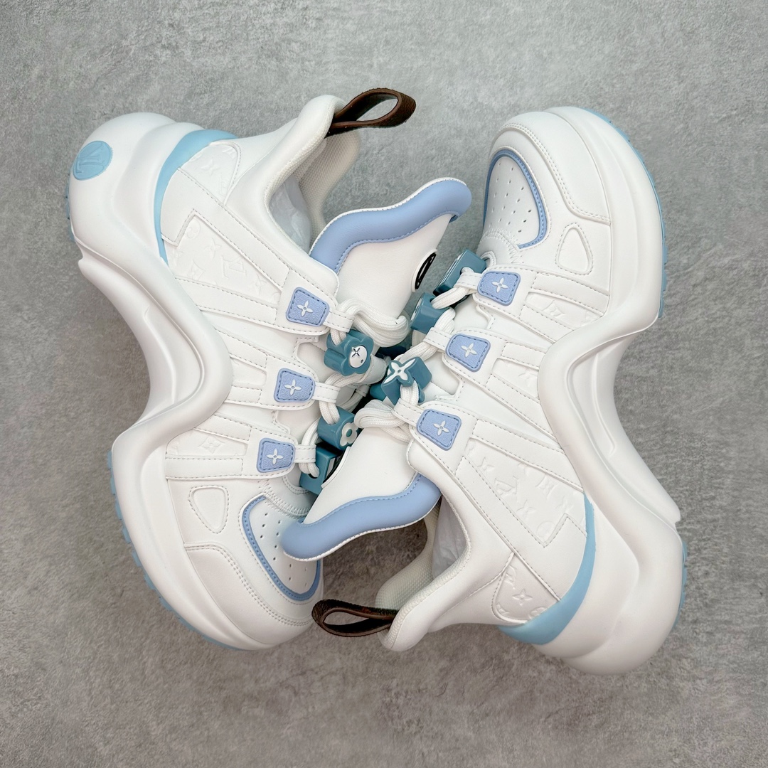 图片[3]-💰420 ＃K版纯原 Louis Vuitton Archlight Sneakers lv真皮拼色减震运动弓型舞蹈复古走秀老爹运动鞋 升级2023原装配件5D效果礼盒及全套原装配件包装物#支持感应NFC官网跳转#雪梨形超软沙绒纸团+细节制造精品#采用头层小牛皮革饰片#独立开发TPU回弹中底#组合TPR耐磨外底#超软皮内里脚垫❗ 尺码：35-39 编码：yby4936090-运动鞋