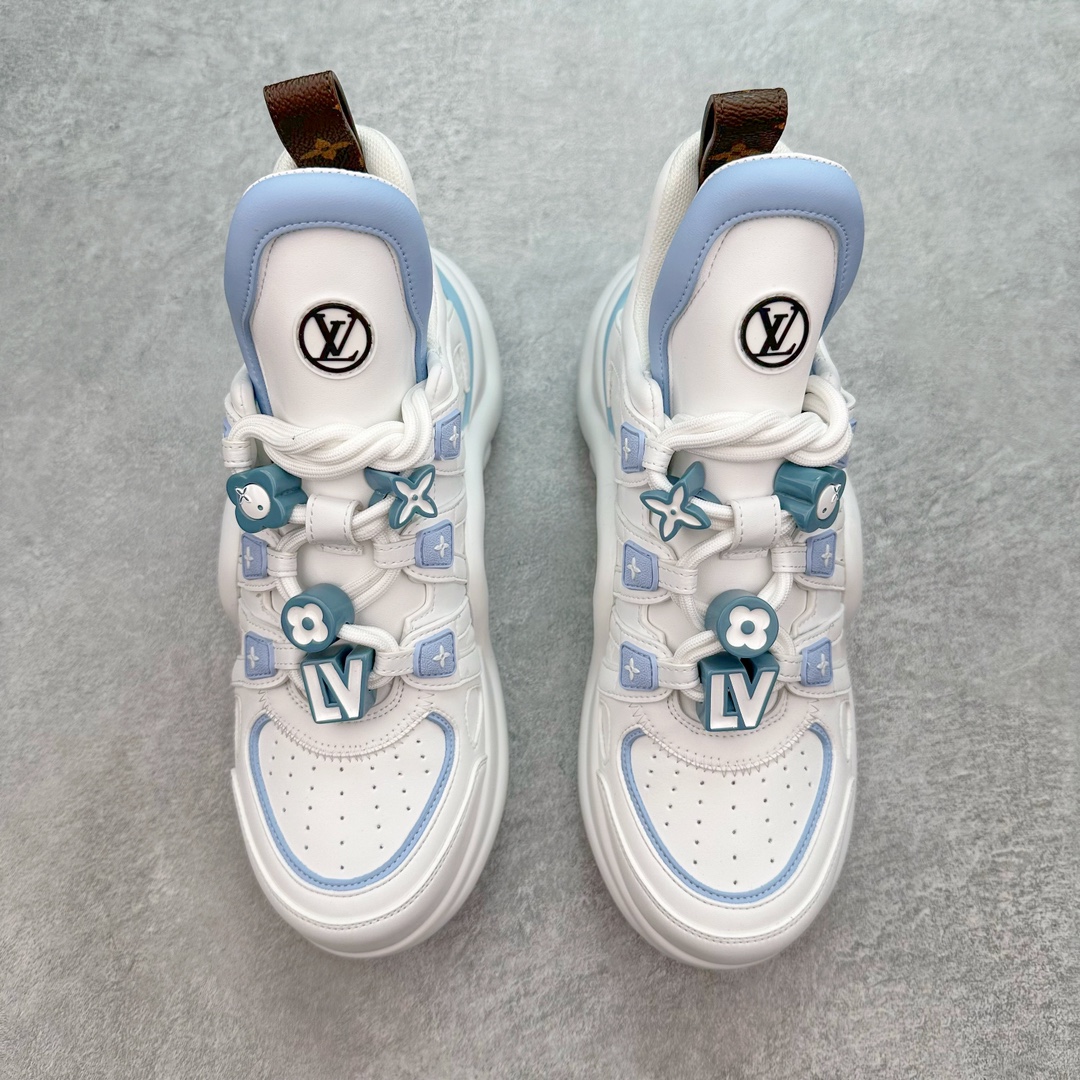 图片[2]-💰420 ＃K版纯原 Louis Vuitton Archlight Sneakers lv真皮拼色减震运动弓型舞蹈复古走秀老爹运动鞋 升级2023原装配件5D效果礼盒及全套原装配件包装物#支持感应NFC官网跳转#雪梨形超软沙绒纸团+细节制造精品#采用头层小牛皮革饰片#独立开发TPU回弹中底#组合TPR耐磨外底#超软皮内里脚垫❗ 尺码：35-39 编码：yby4936090-运动鞋