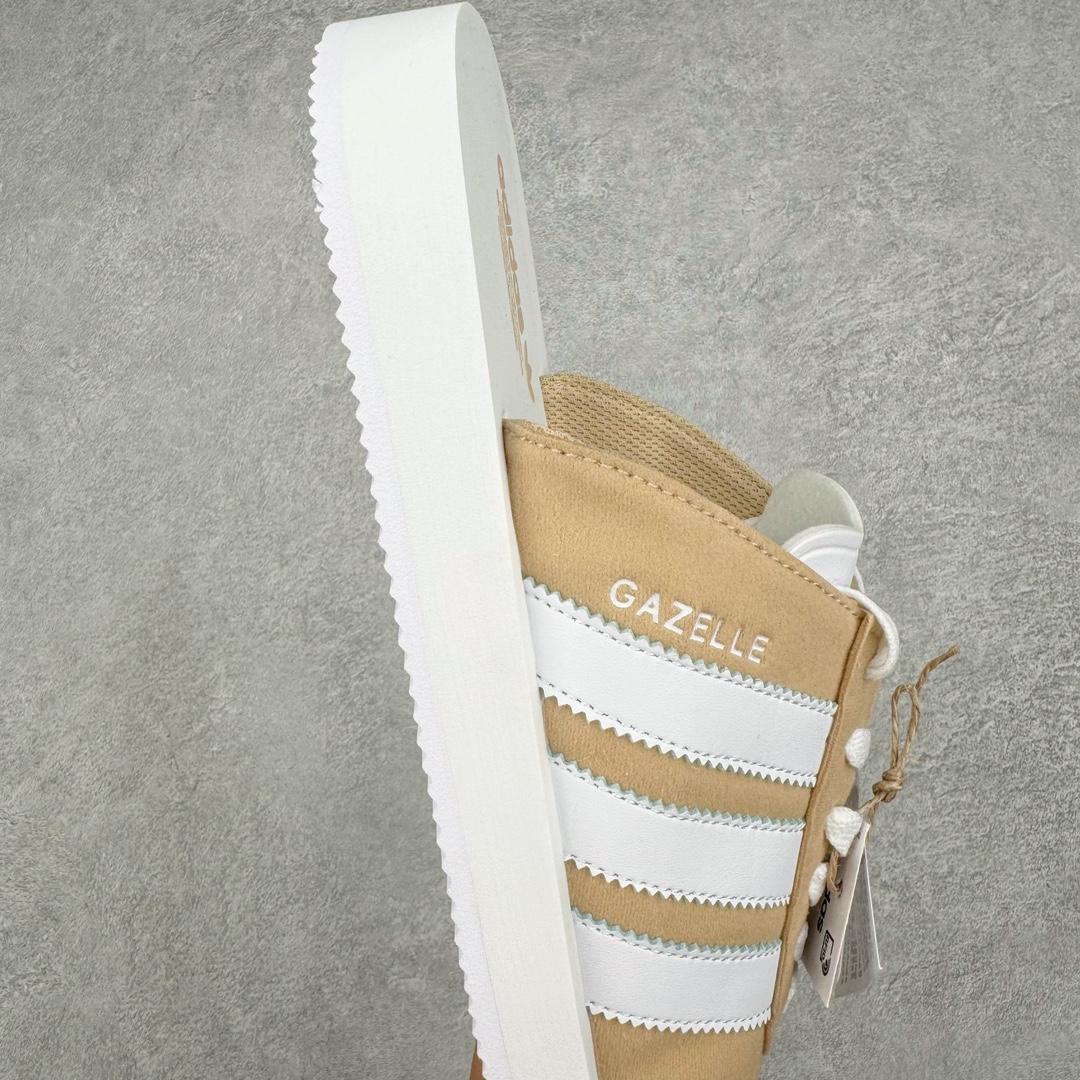 图片[6]-＃纯原 AD Gazelle Beach Slide 羚羊海滩系列经典沙滩百搭休闲运动拖鞋“卡其白”JQ7422 采用环保牛巴磨砂革鞋面材质 双层组合轻量鞋床#耐磨EVA材质压模大底 尺码： 36-45-选品中心