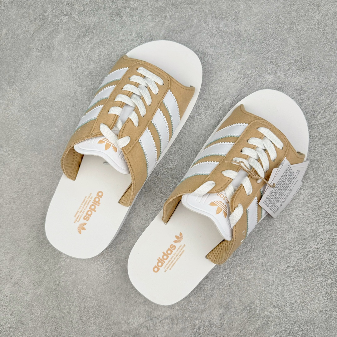 图片[3]-＃纯原 AD Gazelle Beach Slide 羚羊海滩系列经典沙滩百搭休闲运动拖鞋“卡其白”JQ7422 采用环保牛巴磨砂革鞋面材质 双层组合轻量鞋床#耐磨EVA材质压模大底 尺码： 36-45-选品中心