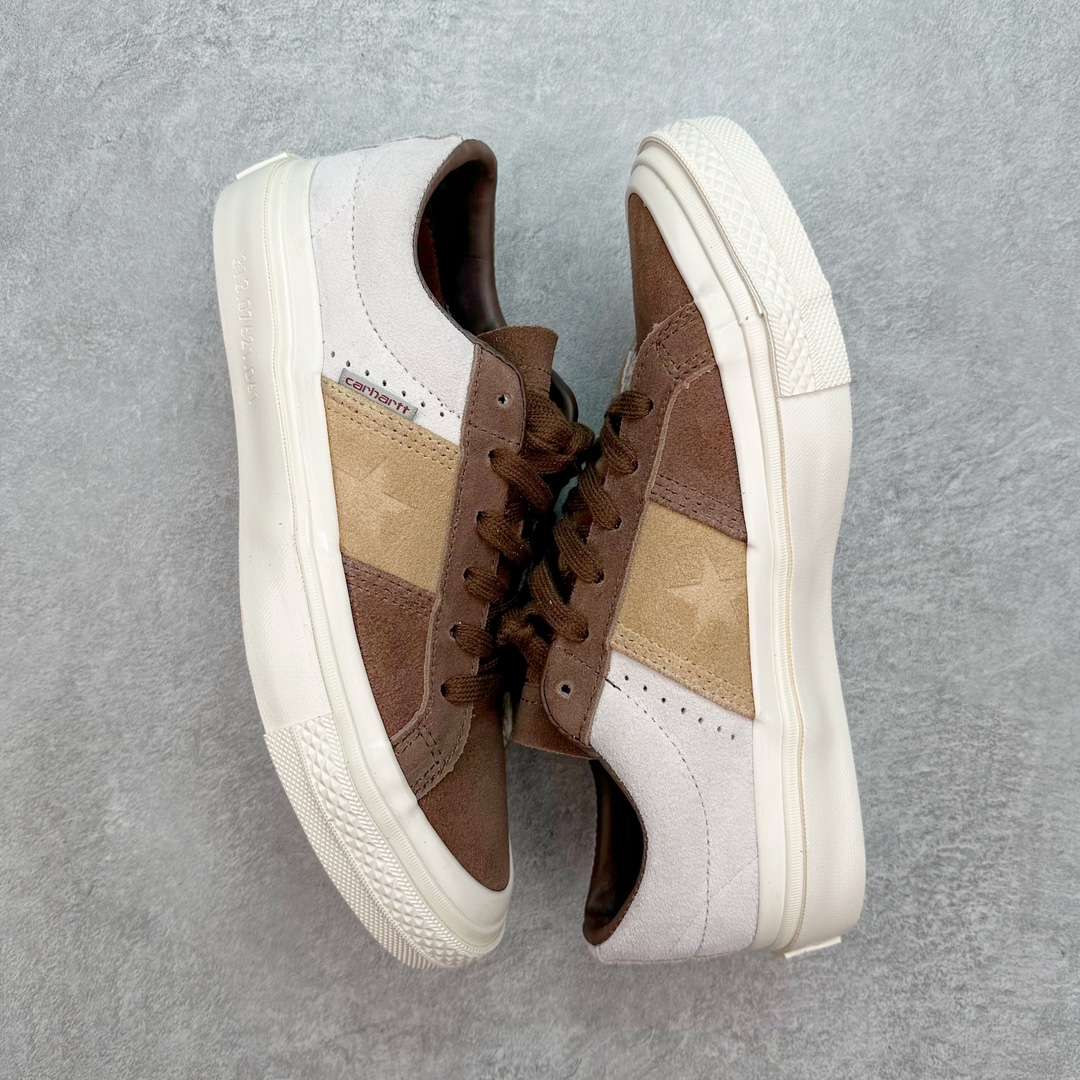 图片[3]-💰160 Carhartt WIP x Converse One Star 匡威卡哈特联名 棕白拼接 此次联名双方将经典设计与传统材质相结合，打造特别版CTAS Pro Hi与One Star Academy Pro，带来别具匠心的鞋款细节。三片式的拼接鞋面，搭配Carhartt WIP标志性的棕调工装配色，辅以灵感源自裤装的三重缝线设计，将简朴的工艺美学刻入经典鞋款，同时搭载专业的滑板鞋性能，在街头演绎自我风格。货号：A09656C 尺码：35 36 36.5 37 37.5 38 39 39.5 40 41 41.5 42 42.5 43 44 编码：by2936030-运动鞋