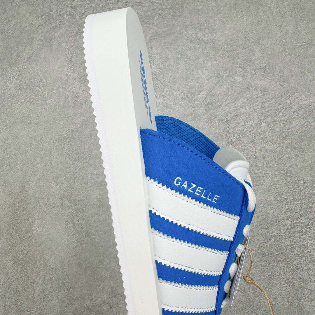 图片[6]-＃纯原 AD Gazelle Beach Slide 羚羊海滩系列经典沙滩百搭休闲运动拖鞋“蓝白”JQ7425 采用环保牛巴磨砂革鞋面材质 双层组合轻量鞋床#耐磨EVA材质压模大底 尺码： 36-45-选品中心