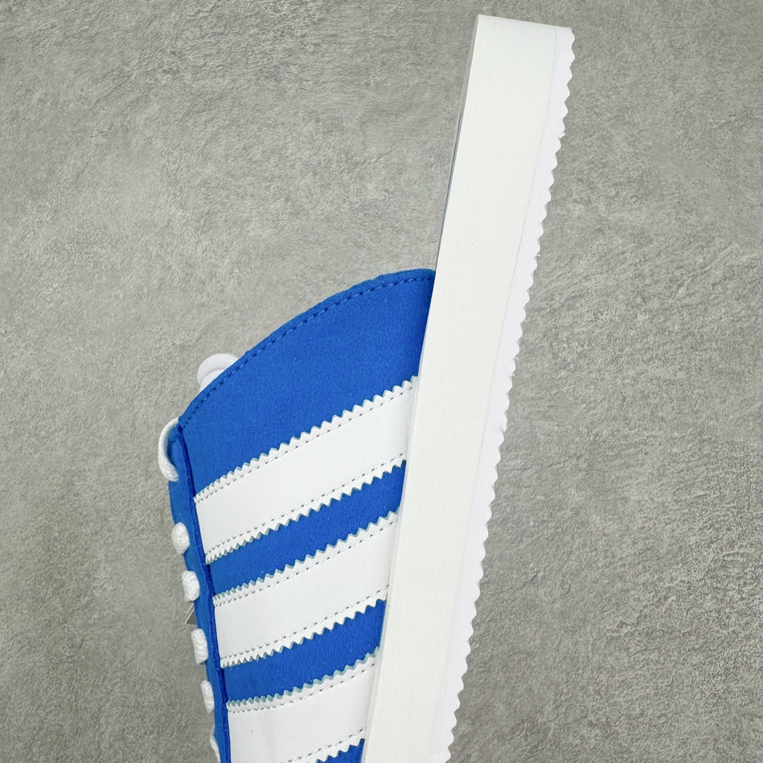 图片[7]-＃纯原 AD Gazelle Beach Slide 羚羊海滩系列经典沙滩百搭休闲运动拖鞋“蓝白”JQ7425 采用环保牛巴磨砂革鞋面材质 双层组合轻量鞋床#耐磨EVA材质压模大底 尺码： 36-45-选品中心