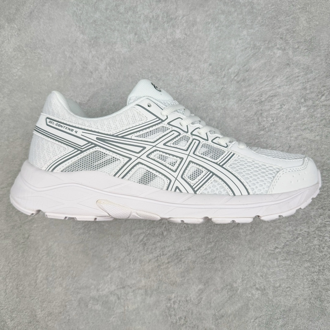 💰150 Asics Gel-Contend 亚瑟士抗衡4代低帮城市休闲运动跑步鞋 专业的运动科技 出色的缓冲性能 带来舒适的跑步体验 鞋面采用三明治网布 透气性非常出色 鞋舌带有偏向外侧设计 固定鞋舌防止外倾 内里海绵加透气的BK网布 加强脚部的包覆感 Rearfoot Gel后置凝胶能提供出色的缓冲性能 中底采用补强结构 能有效防止运动中的长时间扭动造成足弓变形 缓解足部疲劳 防滑耐磨橡胶大底 具有较强抓地性 适合慢跑和中等强度训练穿着 后跟内置GEL胶提供更加充分的冲击防护 鞋身外侧反光设计元素 在夜间增强保护性能 尺码：35 36 36.5 37 38 38.5 39 40 40.5 41 42 42.5 43 44 45 编码：Bby2936020-运动鞋