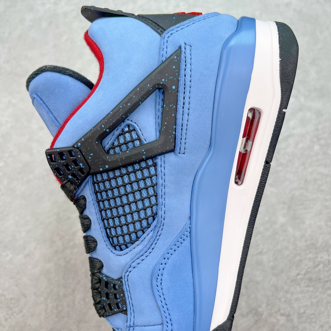 图片[7]-💰190 ＃DG纯原福利‼Travis Scott x Air Jordan AJ4 TS联名冰蓝 308497-406 市售第一梯队产物 耗时半年巨作 全套原纸板楦头开发 原厂特供皮料加持 确保原汁原味 完美呈现四代版型 一比一鞋头弧度高度鞋身弧度 数据细节工艺流程均保持原鞋一致 原厂TPU网格鞋带扣 正确内里网布 菱角分明不变形无多余毛边 柔软性质感一致于原鞋 市场唯一原厂鞋扣模具 背面可见隐藏注塑口 原厂织唛标 原厂飞人电绣工艺 尾指中部跳三针 独家绑鞋带手法 印刷中底布 四线拉帮 米色美纹纸贴合固定 进口港宝加持 后跟自然饱满 全鞋荧光划线卡点 追求极致完美 每一双都是工艺品 多重QC质检 超越公司货的品控标准 实实在在的免检产品 尺码：40.5 41 42 42.5 43 44 44.5 45 46 47.5 编码：by2936060-运动鞋