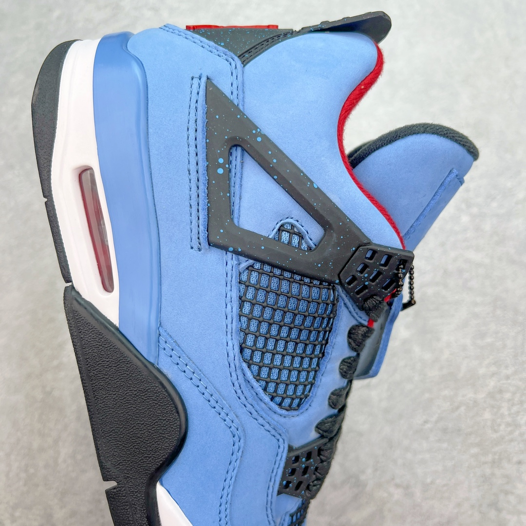 图片[6]-💰190 ＃DG纯原福利‼Travis Scott x Air Jordan AJ4 TS联名冰蓝 308497-406 市售第一梯队产物 耗时半年巨作 全套原纸板楦头开发 原厂特供皮料加持 确保原汁原味 完美呈现四代版型 一比一鞋头弧度高度鞋身弧度 数据细节工艺流程均保持原鞋一致 原厂TPU网格鞋带扣 正确内里网布 菱角分明不变形无多余毛边 柔软性质感一致于原鞋 市场唯一原厂鞋扣模具 背面可见隐藏注塑口 原厂织唛标 原厂飞人电绣工艺 尾指中部跳三针 独家绑鞋带手法 印刷中底布 四线拉帮 米色美纹纸贴合固定 进口港宝加持 后跟自然饱满 全鞋荧光划线卡点 追求极致完美 每一双都是工艺品 多重QC质检 超越公司货的品控标准 实实在在的免检产品 尺码：40.5 41 42 42.5 43 44 44.5 45 46 47.5 编码：by2936060-运动鞋