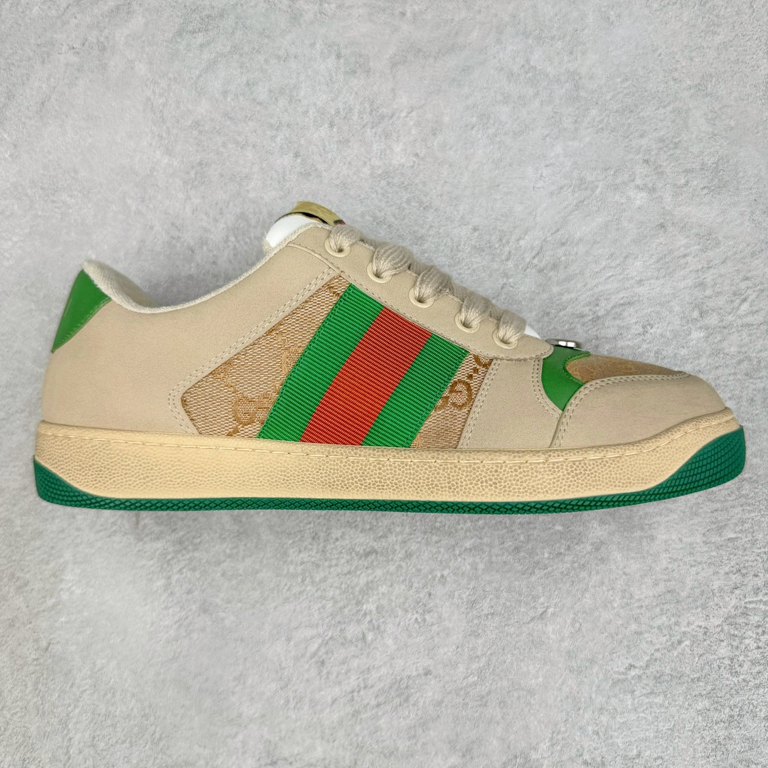 图片[7]-💰180 ＃福利特价‼Gucci Screener sneaker 古驰双G小脏鞋系列复古怀旧校园风低帮板鞋 全套原楦原纸版原鞋开模0纯手工水洗做旧处理 侧面条纹饰带 原厂定制 原厂数据电绣 清晰立体 全鞋电脑针车 紧密相连 针距密度一致 环保乳胶注塑鞋垫 厚度脚感还原原版 皮面裁剪部位 统一油边封口工艺 右脚鞋侧嵌入NFC防伪芯片装置＋鞋盒标二唯码扫描 秒进官网 专柜全套包装 防尘袋 说明书 质保卡 购物袋 Size：35 36 37 38 39 40 41 42 43 44 45 编码：Bby2936050-运动鞋