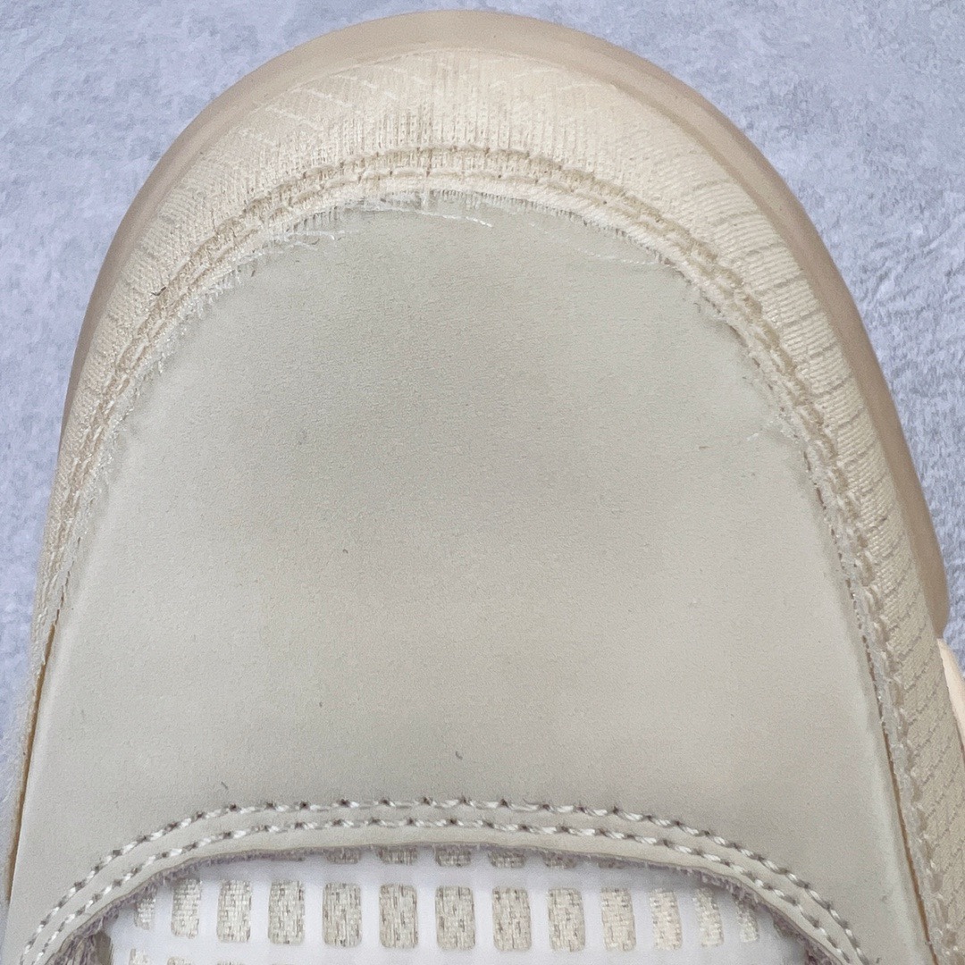 图片[10]-＃KZ神版 Off-White™ x Air Jordan AJ4 Retro\\\”Cream/Sail\\\” OW联名白帆 CV9388-100 独家外贸特供尺码含 45.5 49.5 50.5 国内外口碑最好最推荐的产品 市场中端王者 亲自操刀耗时半年巨作 全套原纸板楦头开发 确保原汁原味 完美呈现四代版型 一比一鞋头弧度高度鞋身弧度 此版本只针对中端市场 皮料材质有所更替 其他数据细节工艺流程均保持一致 绝不口嗨 细节品控鞋型随意秒杀市面3XX 4XX 原厂TPU网格鞋带扣 正确内里网布 菱角分明不变形无多余毛边 柔软性质感一致于原鞋 市场唯一原厂鞋扣模具 背面可见隐藏注塑口 原厂织唛标 原厂飞人电绣工艺 尾指中部跳三针 独家绑鞋带手法 印刷中底布 四线拉帮 米色美纹纸贴合固定 进口港宝加持 后跟自然饱满 全鞋荧光划线卡点 追求极致完美 每一双都是工艺品 多重QC质检 超越公司货的品控标准 实实在在的免检产品 尺码：40 40.5 41 42 42.5 43 44 44.5 45 45.5 46 47.5 48.5 49.5 50.5-选品中心