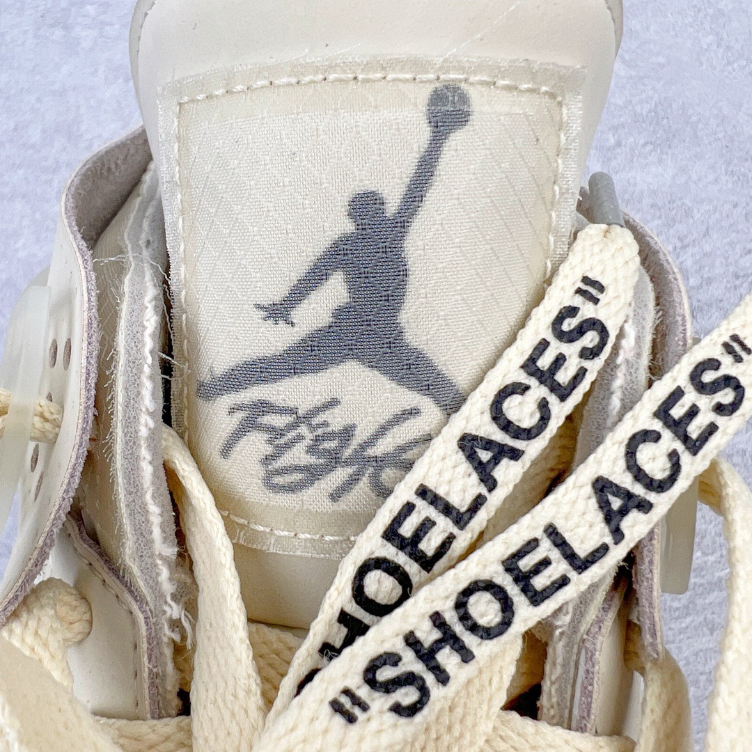图片[11]-＃KZ神版 Off-White™ x Air Jordan AJ4 Retro\\\”Cream/Sail\\\” OW联名白帆 CV9388-100 独家外贸特供尺码含 45.5 49.5 50.5 国内外口碑最好最推荐的产品 市场中端王者 亲自操刀耗时半年巨作 全套原纸板楦头开发 确保原汁原味 完美呈现四代版型 一比一鞋头弧度高度鞋身弧度 此版本只针对中端市场 皮料材质有所更替 其他数据细节工艺流程均保持一致 绝不口嗨 细节品控鞋型随意秒杀市面3XX 4XX 原厂TPU网格鞋带扣 正确内里网布 菱角分明不变形无多余毛边 柔软性质感一致于原鞋 市场唯一原厂鞋扣模具 背面可见隐藏注塑口 原厂织唛标 原厂飞人电绣工艺 尾指中部跳三针 独家绑鞋带手法 印刷中底布 四线拉帮 米色美纹纸贴合固定 进口港宝加持 后跟自然饱满 全鞋荧光划线卡点 追求极致完美 每一双都是工艺品 多重QC质检 超越公司货的品控标准 实实在在的免检产品 尺码：40 40.5 41 42 42.5 43 44 44.5 45 45.5 46 47.5 48.5 49.5 50.5-选品中心