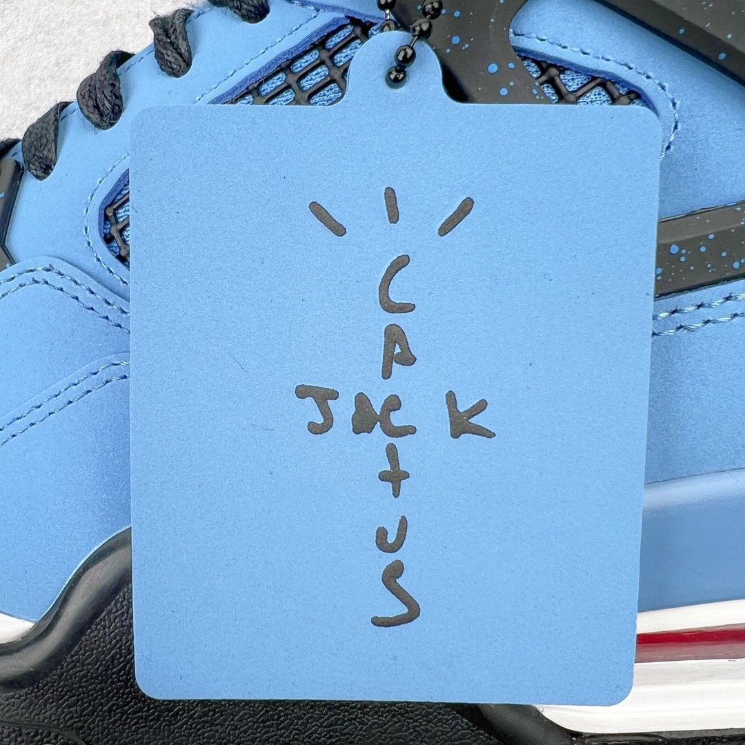 图片[11]-＃KZ神版 Travis Scott x Air Jordan AJ4 TS联名冰蓝 308497-406 独家外贸特供尺码含 45.5 49.5 50.5 国内外口碑最好最推荐的产品 市场中端王者 亲自操刀耗时半年巨作 全套原纸板楦头开发 确保原汁原味 完美呈现四代版型 一比一鞋头弧度高度鞋身弧度 此版本只针对中端市场 皮料材质有所更替 其他数据细节工艺流程均保持一致 绝不口嗨 细节品控鞋型随意秒杀市面3XX 4XX 原厂TPU网格鞋带扣 正确内里网布 菱角分明不变形无多余毛边 柔软性质感一致于原鞋 市场唯一原厂鞋扣模具 背面可见隐藏注塑口 原厂织唛标 原厂飞人电绣工艺 尾指中部跳三针 独家绑鞋带手法 印刷中底布 四线拉帮 米色美纹纸贴合固定 进口港宝加持 后跟自然饱满 全鞋荧光划线卡点 追求极致完美 每一双都是工艺品 多重QC质检 超越公司货的品控标准 实实在在的免检产品 尺码：40 40.5 41 42 42.5 43 44 44.5 45 45.5 46 47.5 48.5 49.5 50.5-选品中心