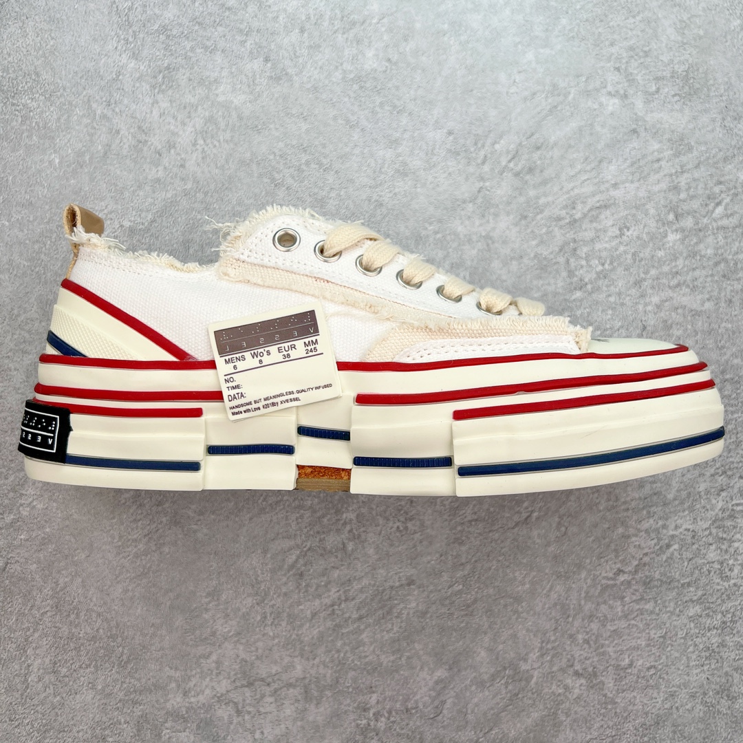 图片[3]-＃B版性价比 众明星网红上脚 吴建豪个人新锐品牌xVESSEL G.O.P. Low解构重叠厚底软木低帮百搭增高帆布硫化板鞋 支持扫码防伪标签特殊效果#升级厚实木塞内底#纯手工贴合多重围条硫化工艺#正确渐变效果原盒包装物#采用12蛊司厚实舒适帆布面料#流苏做旧复古效果 余文乐 蔡徐坤助攻款式 尺码：35 36 37 38 39 40 41 42 43 44 45-选品中心