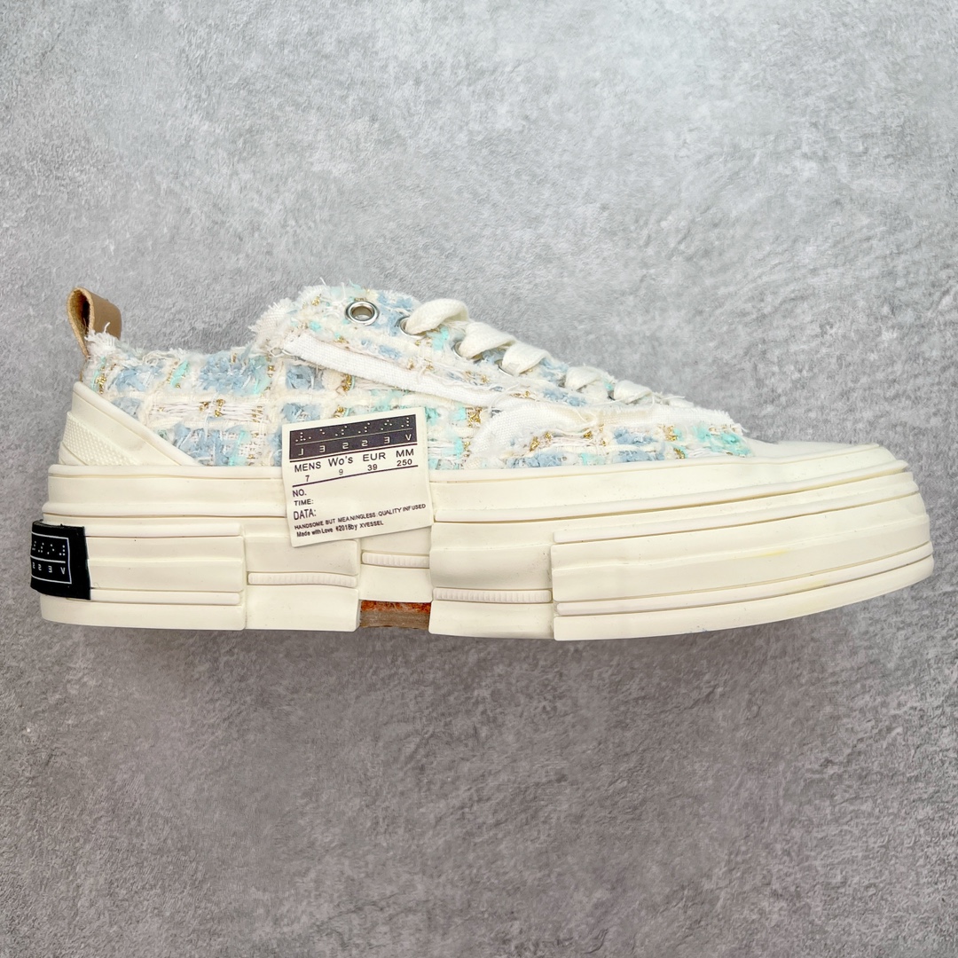 图片[7]-＃B版性价比 众明星网红上脚 吴建豪个人新锐品牌xVESSEL G.O.P. Low解构重叠厚底软木低帮百搭增高帆布硫化板鞋 支持扫码防伪标签特殊效果#升级厚实木塞内底#纯手工贴合多重围条硫化工艺#正确渐变效果原盒包装物#采用12蛊司厚实舒适帆布面料#流苏做旧复古效果 余文乐 蔡徐坤助攻款式 尺码：35 36 37 38 39 40 41 42 43 44 45-选品中心