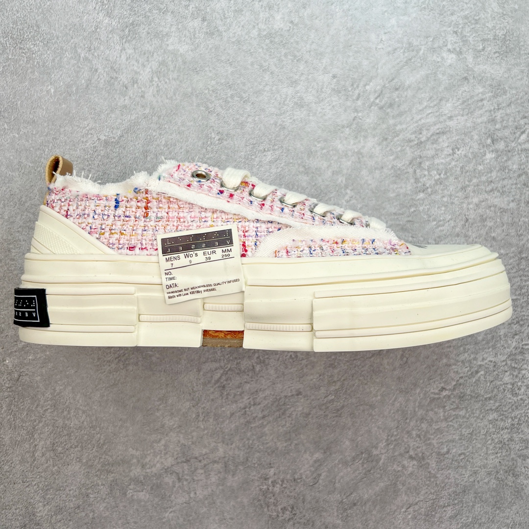 图片[3]-＃B版性价比 众明星网红上脚 吴建豪个人新锐品牌xVESSEL G.O.P. Low解构重叠厚底软木低帮百搭增高帆布硫化板鞋 支持扫码防伪标签特殊效果#升级厚实木塞内底#纯手工贴合多重围条硫化工艺#正确渐变效果原盒包装物#采用12蛊司厚实舒适帆布面料#流苏做旧复古效果 余文乐 蔡徐坤助攻款式 尺码：35 36 37 38 39 40 41 42 43 44 45-选品中心