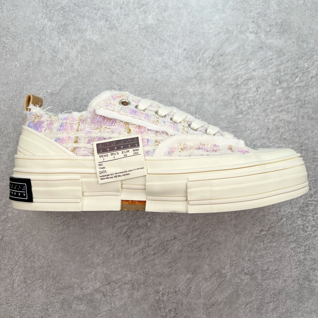 图片[2]-＃B版性价比 众明星网红上脚 吴建豪个人新锐品牌xVESSEL G.O.P. Low解构重叠厚底软木低帮百搭增高帆布硫化板鞋 支持扫码防伪标签特殊效果#升级厚实木塞内底#纯手工贴合多重围条硫化工艺#正确渐变效果原盒包装物#采用12蛊司厚实舒适帆布面料#流苏做旧复古效果 余文乐 蔡徐坤助攻款式 尺码：35 36 37 38 39 40 41 42 43 44 45-选品中心