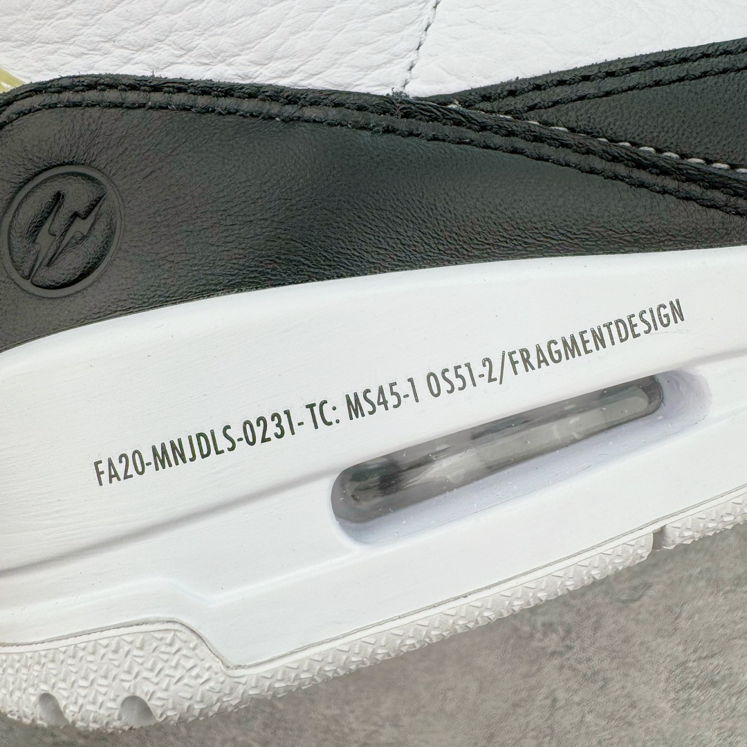 图片[17]-＃QD纯原 Fragment Design x Air Jordan AJ3 Retro 藤原浩闪电联名 DA3595-100 圈内最强三代系列 匠心打造 开发时长超过半年 目前可过各类鉴定或无法鉴定 裸鞋随便操作 全套原纸板楦头开发 原厂大底磨具加持立体防滑纹理 原装可视Air Sole气垫 原汁原味最完美的三代版型 唯一正确鞋头趴度弧度高度鞋身腰线 原厂TPU彩虹扎染后跟饰片 正确内里反口里网布 皮料菱角分明不变形无多余毛边 广东原厂zp同批次手工大底描漆拉丝 市场唯一原厂鞋扣模具 原厂织唛标 原厂飞人电绣工艺 尾指中部跳三针 独家绑鞋带手法 印刷中底布 四线拉帮 米色美纹纸贴合固定 进口港宝加持 后跟自然饱满 全鞋荧光划线卡点 追求极致完美 每一双都是工艺品 多重QC质检 超越公司货的品控标准 实实在在的免检产品 尺码：40.5 41 42 42.5 43 44 44.5 45 45.5 46 47.5 48.5-选品中心