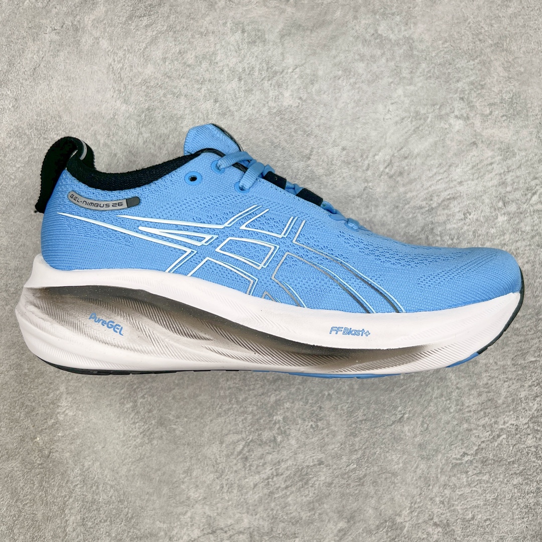 Asics GEL-Nimbus 26 亚瑟士缓震跑鞋 近年复古风潮的势头很旺 ASICS一直坚信保持身体的健康与活力是打造健康快乐的生活方式的最佳途径 ASICS为复古鞋型注入新设计 为玩家的街头穿搭提供了更多可能 GEL-NIMBUSTM9运动鞋最初是为中立和仰卧跑步者设计的长距离训练器 采用原始材料和关键细节重新设计 其Y2K时代的工业外观也被大胆的对比和色块所抵消 尺码：36 36.5 37.5 38 38.5 39 40 40.5 41.5 42 42.5 43.5 44 44.5 45-选品中心