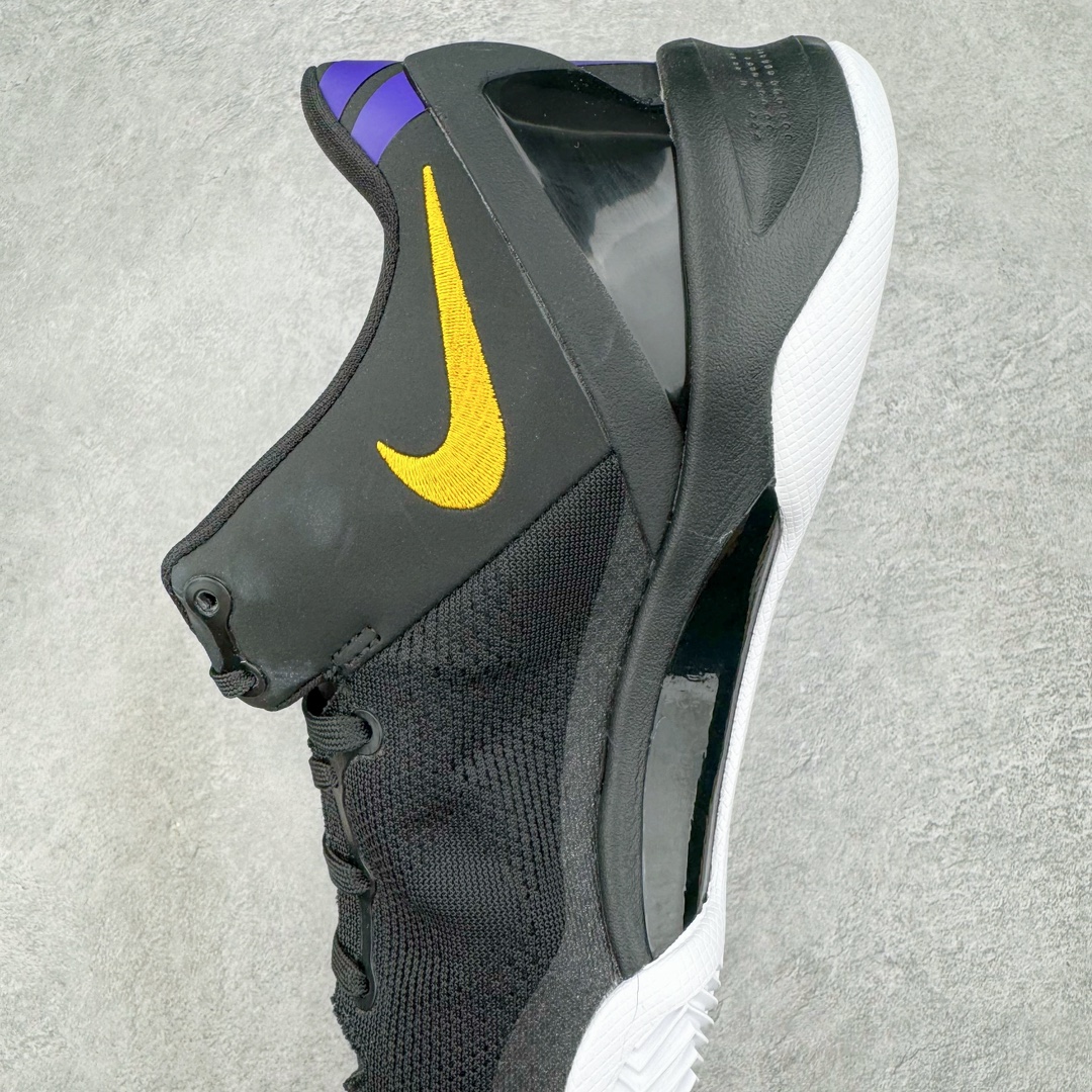 图片[7]-＃灭世海外版 NK Zoom Kobe 8 Protro 黑紫黄 HF9550-001 纯原海外版气垫品质吊打各路纯原 气压➕耐久双重保障 前掌ZOOM TURBO➕后掌马蹄Zoom 后掌澎湃脚感无出其右 全套冲刀改版 鞋型还原度95% 宽脚选手必入货品 鞋头2.5mm上翘空间 不挤脚 完美释放脚趾活动空间 正码正拍 脚型适配性 市场最强没有之一 鞋面工艺全新升级 100%对标正品 原厂聚氨酯蛇鳞 珠光密度同步正品 Swoosh喷漆工艺 还原度接近100% 全新后跟TPU模具 正确S型弧度 区分市场纯原（市场纯原采用公版模具 后跟TPU几乎无弧度）国产天花板橡胶配方 抓地力爆炸 海外口碑炸裂 鞋舌LOGO正确内嵌压印 原厂碳板 正确原盒 厚积薄发 王者归来 拒绝杀猪 拒绝套路 灭世纯原海外版科比系列 致力打造实战第一标杆 尺码：39-47.5 全新模具 正码正拍-选品中心