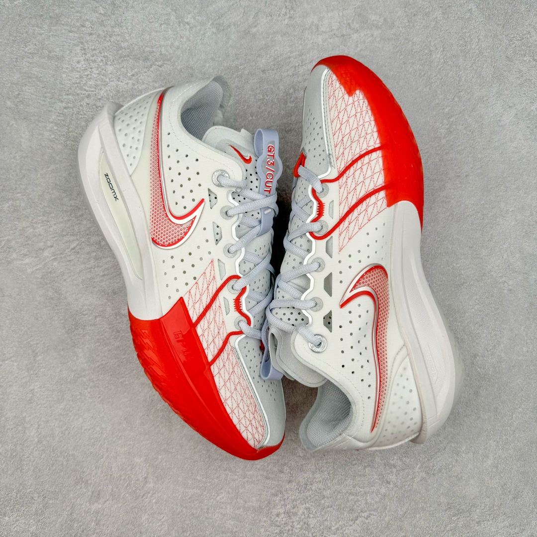 图片[3]-＃JC纯原 NK Air Zoom G.T.Cut 3.0 EP 新款实战低帮篮球鞋 白红 DV2918-101 一个月返厂/换新售后服务 支持各种实战 全套原纸板楦头开发 独家原档数据私模唯一正确8层组合大底 全新GT Cut 3.0 全掌搭载了 ZoomX 泡棉 使得整双鞋在缓震表现上可谓相当优秀 拥有着顶级科技配置的同时 颜值设计也非常可观 整体鞋型仍然保留了前低后高的设计 G.T. Cut 传统的突进极速突破的感觉 鞋头麂皮材质和 NK Flywire 飞线工艺 相对来说包裹感更好了 必备的TPU 支撑片 两侧 Swoosh 的透气孔设计 起到散热透气的作用 鞋舌采用类似跑鞋的半开叉式设计 搭配鞋带既可以提升包裹感 又降低了运动中鞋舌乱跑的可能性 鞋子内里填充相当厚实 避免掉跟 尺码：36 36.5 37.5 38 38.5 39 40 40.5 41 42 42.5 43 44 44.5 45 45.5 46 47 47.5 48.5-选品中心