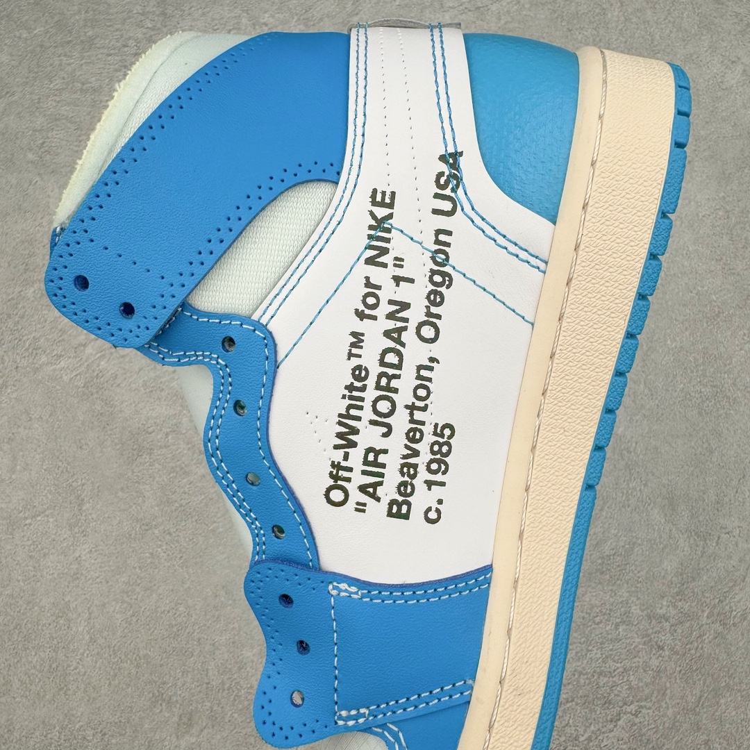 图片[7]-＃纯原 OFF-WHITE x Air Jordan AJ1 Retro High OW联名北卡蓝 AQ0818-148 外贸特供 原楦原纸板开发 极致一眼正品既视感 原厂皮料 原厂拉帮工艺 全部采用原厂电脑车 针距 边距完全同步原鞋 特供皮料一致原鞋 鞋面清洁度最高QC检验标准 控制溢胶 飞翼3D高频深度立体 鞋盒、防尘纸 均采购来自原厂 尺码：40.5 41 42 42.5 43 44 44.5 45 46 47.5-选品中心