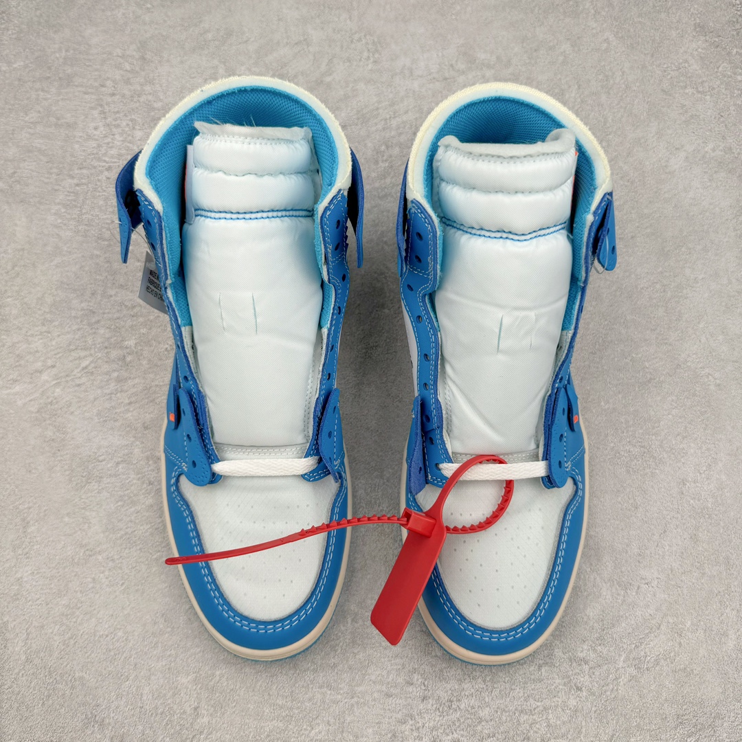 图片[2]-＃纯原 OFF-WHITE x Air Jordan AJ1 Retro High OW联名北卡蓝 AQ0818-148 外贸特供 原楦原纸板开发 极致一眼正品既视感 原厂皮料 原厂拉帮工艺 全部采用原厂电脑车 针距 边距完全同步原鞋 特供皮料一致原鞋 鞋面清洁度最高QC检验标准 控制溢胶 飞翼3D高频深度立体 鞋盒、防尘纸 均采购来自原厂 尺码：40.5 41 42 42.5 43 44 44.5 45 46 47.5-选品中心