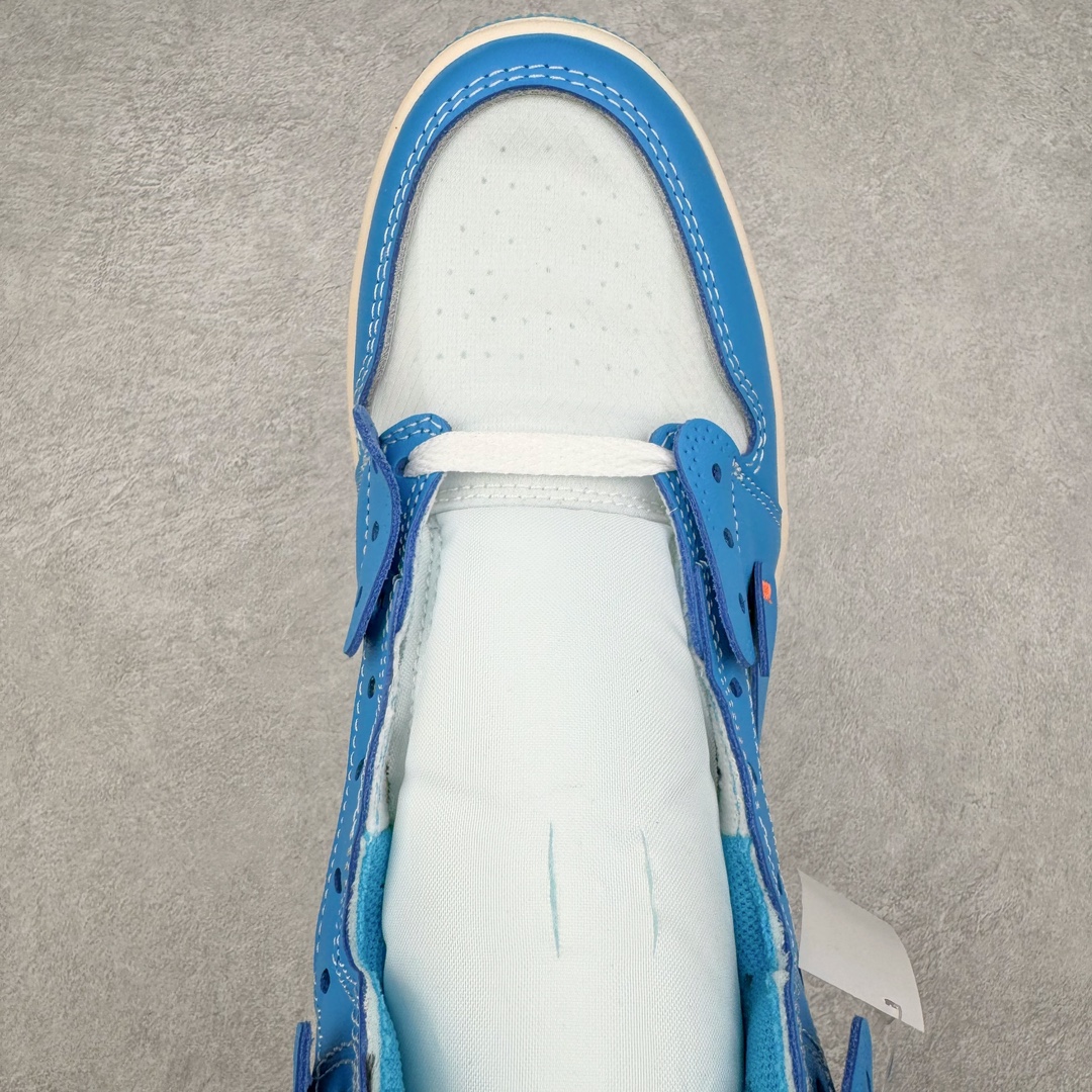 图片[4]-＃纯原 OFF-WHITE x Air Jordan AJ1 Retro High OW联名北卡蓝 AQ0818-148 外贸特供 原楦原纸板开发 极致一眼正品既视感 原厂皮料 原厂拉帮工艺 全部采用原厂电脑车 针距 边距完全同步原鞋 特供皮料一致原鞋 鞋面清洁度最高QC检验标准 控制溢胶 飞翼3D高频深度立体 鞋盒、防尘纸 均采购来自原厂 尺码：40.5 41 42 42.5 43 44 44.5 45 46 47.5-选品中心
