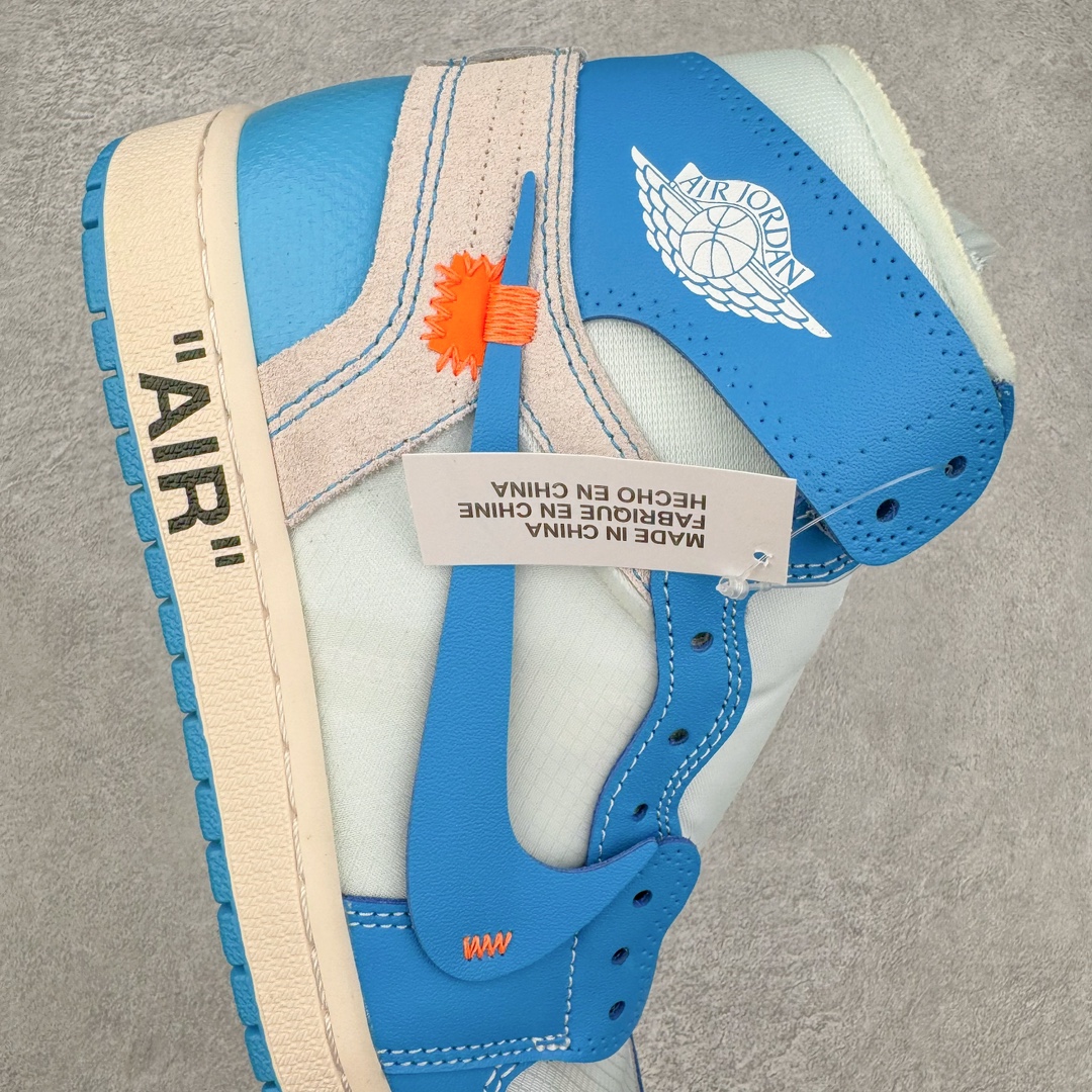图片[6]-＃纯原 OFF-WHITE x Air Jordan AJ1 Retro High OW联名北卡蓝 AQ0818-148 外贸特供 原楦原纸板开发 极致一眼正品既视感 原厂皮料 原厂拉帮工艺 全部采用原厂电脑车 针距 边距完全同步原鞋 特供皮料一致原鞋 鞋面清洁度最高QC检验标准 控制溢胶 飞翼3D高频深度立体 鞋盒、防尘纸 均采购来自原厂 尺码：40.5 41 42 42.5 43 44 44.5 45 46 47.5-选品中心