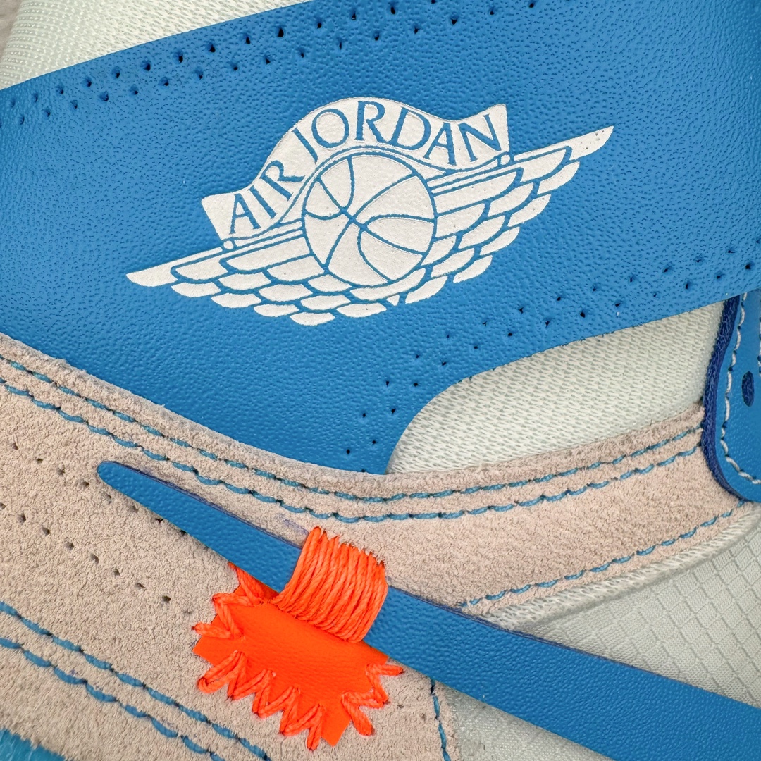 图片[19]-＃纯原 OFF-WHITE x Air Jordan AJ1 Retro High OW联名北卡蓝 AQ0818-148 外贸特供 原楦原纸板开发 极致一眼正品既视感 原厂皮料 原厂拉帮工艺 全部采用原厂电脑车 针距 边距完全同步原鞋 特供皮料一致原鞋 鞋面清洁度最高QC检验标准 控制溢胶 飞翼3D高频深度立体 鞋盒、防尘纸 均采购来自原厂 尺码：40.5 41 42 42.5 43 44 44.5 45 46 47.5-选品中心