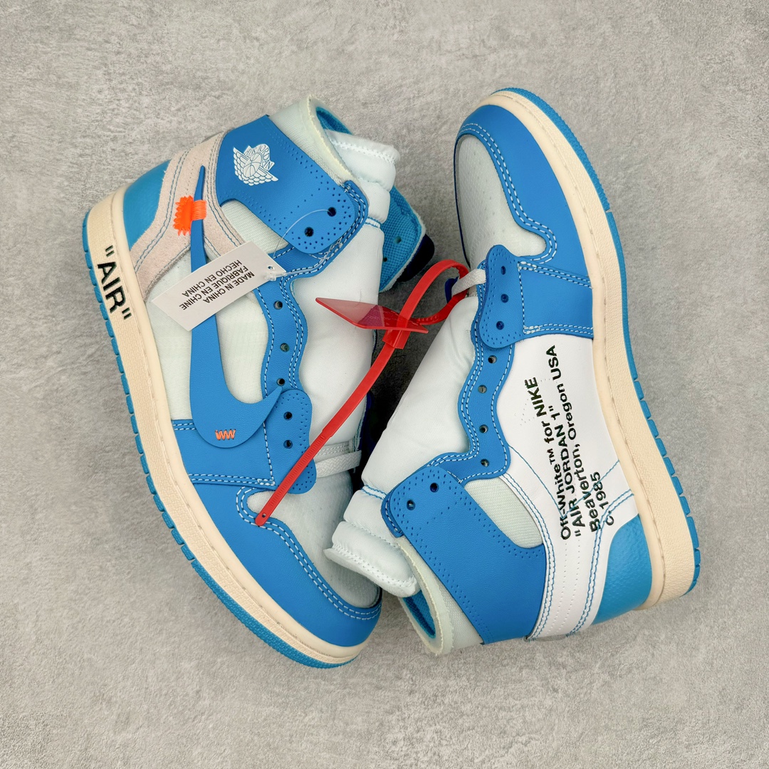 图片[3]-＃纯原 OFF-WHITE x Air Jordan AJ1 Retro High OW联名北卡蓝 AQ0818-148 外贸特供 原楦原纸板开发 极致一眼正品既视感 原厂皮料 原厂拉帮工艺 全部采用原厂电脑车 针距 边距完全同步原鞋 特供皮料一致原鞋 鞋面清洁度最高QC检验标准 控制溢胶 飞翼3D高频深度立体 鞋盒、防尘纸 均采购来自原厂 尺码：40.5 41 42 42.5 43 44 44.5 45 46 47.5-选品中心
