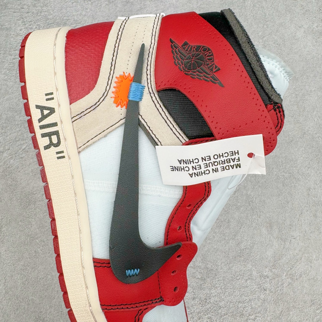 图片[6]-＃纯原 OFF-WHITE x Air Jordan AJ1 OW联名芝加哥白红 AA3834-101 外贸特供 原楦原纸板开发 极致一眼正品既视感 原厂皮料 原厂拉帮工艺 全部采用原厂电脑车 针距 边距完全同步原鞋 特供皮料一致原鞋 鞋面清洁度最高QC检验标准 控制溢胶 飞翼3D高频深度立体 鞋盒、防尘纸 均采购来自原厂 尺码：40.5 41 42 42.5 43 44 44.5 45 46 47.5-选品中心