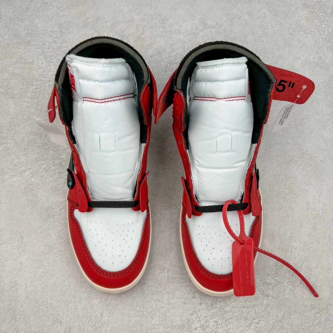 图片[2]-＃纯原 OFF-WHITE x Air Jordan AJ1 OW联名芝加哥白红 AA3834-101 外贸特供 原楦原纸板开发 极致一眼正品既视感 原厂皮料 原厂拉帮工艺 全部采用原厂电脑车 针距 边距完全同步原鞋 特供皮料一致原鞋 鞋面清洁度最高QC检验标准 控制溢胶 飞翼3D高频深度立体 鞋盒、防尘纸 均采购来自原厂 尺码：40.5 41 42 42.5 43 44 44.5 45 46 47.5-选品中心