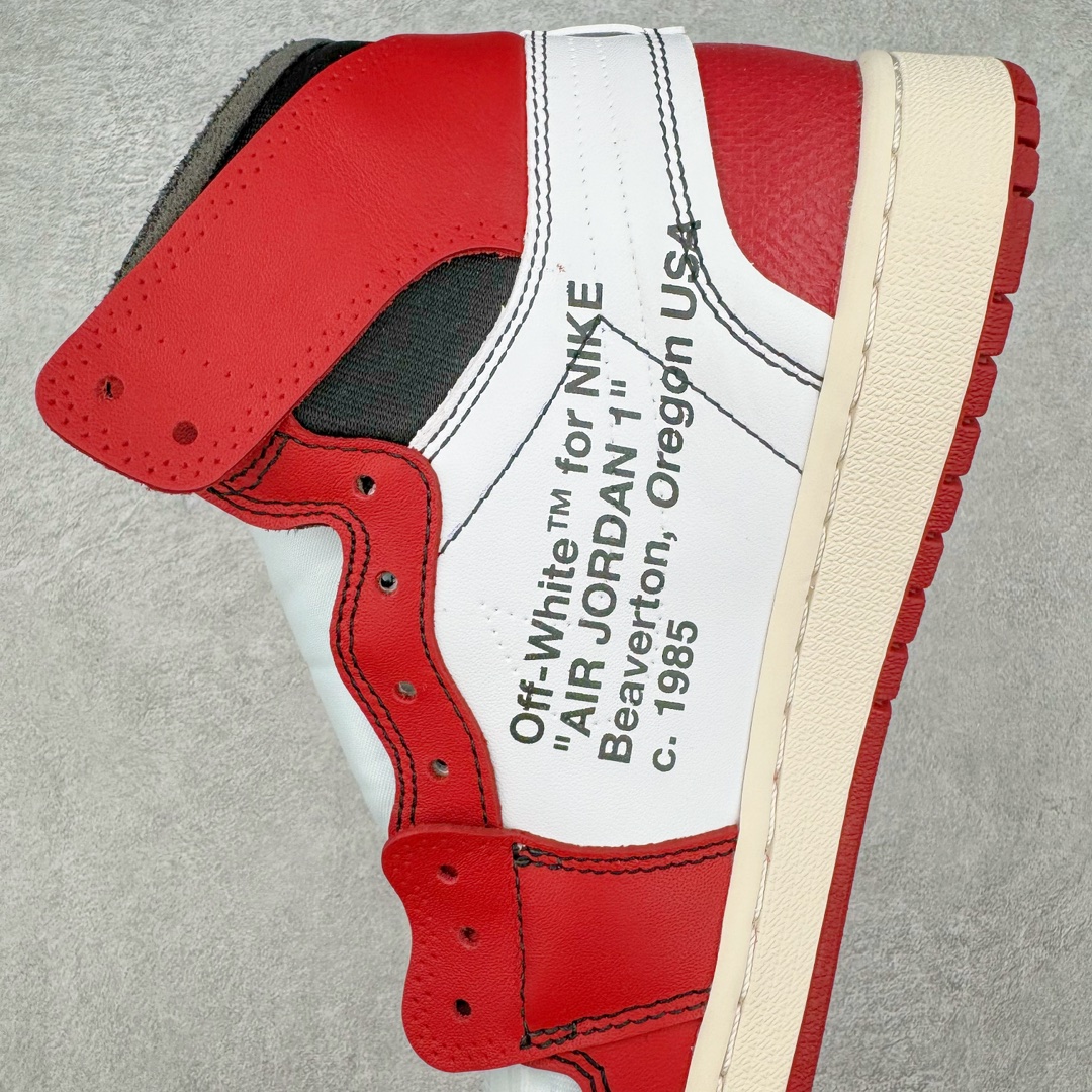 图片[7]-＃纯原 OFF-WHITE x Air Jordan AJ1 OW联名芝加哥白红 AA3834-101 外贸特供 原楦原纸板开发 极致一眼正品既视感 原厂皮料 原厂拉帮工艺 全部采用原厂电脑车 针距 边距完全同步原鞋 特供皮料一致原鞋 鞋面清洁度最高QC检验标准 控制溢胶 飞翼3D高频深度立体 鞋盒、防尘纸 均采购来自原厂 尺码：40.5 41 42 42.5 43 44 44.5 45 46 47.5-选品中心