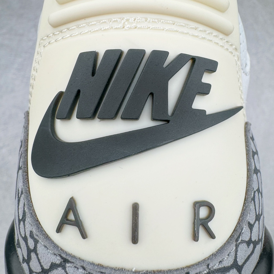 图片[16]-＃QD纯原 Air Jordan AJ3 Retro 做旧白水泥 DN3707-100 圈内最强三代系列 匠心打造 开发时长超过半年 目前可过各类鉴定或无法鉴定 裸鞋随便操作 全套原纸板楦头开发 原厂大底磨具加持立体防滑纹理 原装可视Air Sole气垫 原汁原味最完美的三代版型 唯一正确鞋头趴度弧度高度鞋身腰线 原厂TPU彩虹扎染后跟饰片 正确内里反口里网布 皮料菱角分明不变形无多余毛边 广东原厂zp同批次手工大底描漆拉丝 市场唯一原厂鞋扣模具 原厂织唛标 原厂飞人电绣工艺 尾指中部跳三针 独家绑鞋带手法 印刷中底布 四线拉帮 米色美纹纸贴合固定 进口港宝加持 后跟自然饱满 全鞋荧光划线卡点 追求极致完美 每一双都是工艺品 多重QC质检 超越公司货的品控标准 实实在在的免检产品 尺码：40.5 41 42 42.5 43 44 44.5 45 45.5 46 47.5 48.5-选品中心