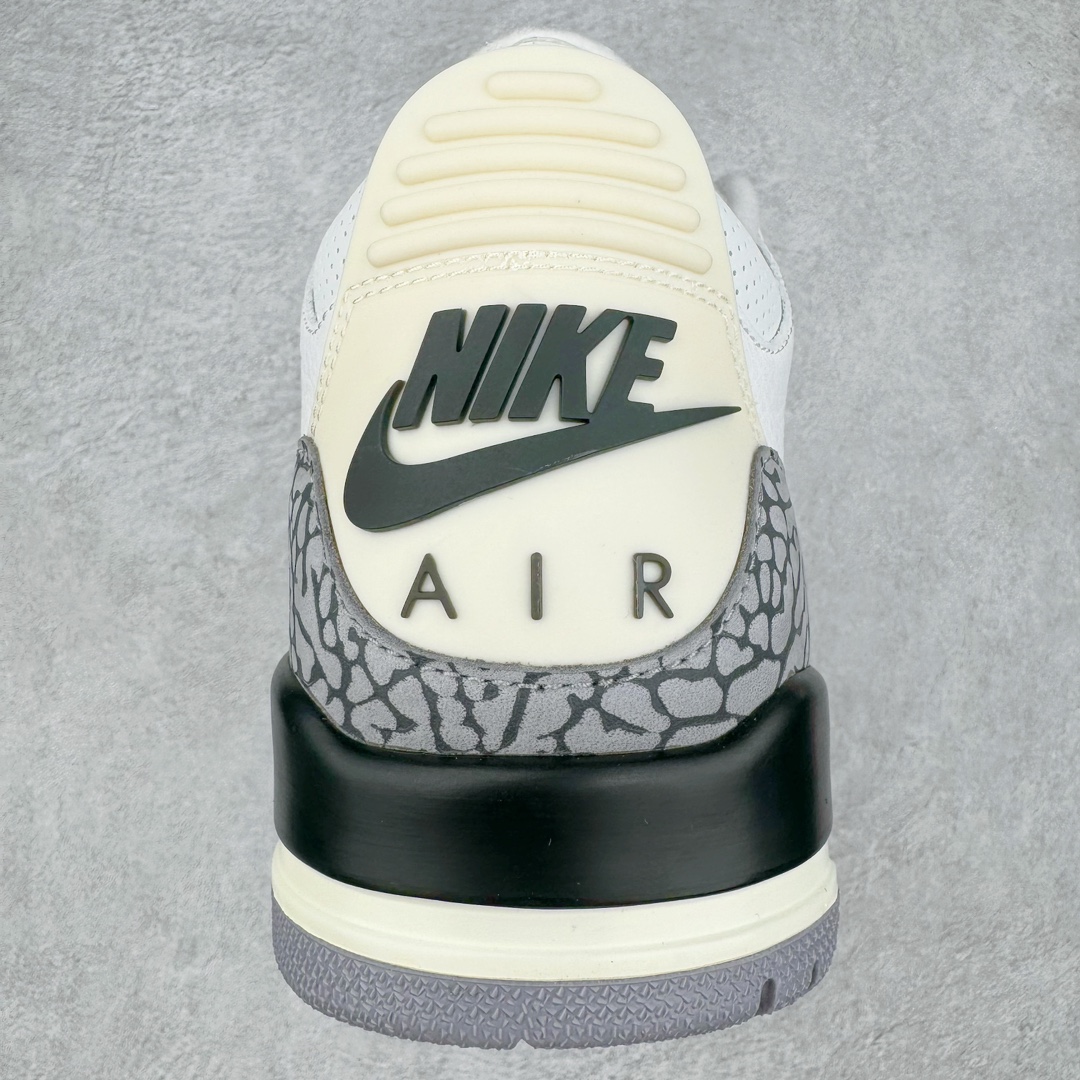 图片[8]-＃QD纯原 Air Jordan AJ3 Retro 做旧白水泥 DN3707-100 圈内最强三代系列 匠心打造 开发时长超过半年 目前可过各类鉴定或无法鉴定 裸鞋随便操作 全套原纸板楦头开发 原厂大底磨具加持立体防滑纹理 原装可视Air Sole气垫 原汁原味最完美的三代版型 唯一正确鞋头趴度弧度高度鞋身腰线 原厂TPU彩虹扎染后跟饰片 正确内里反口里网布 皮料菱角分明不变形无多余毛边 广东原厂zp同批次手工大底描漆拉丝 市场唯一原厂鞋扣模具 原厂织唛标 原厂飞人电绣工艺 尾指中部跳三针 独家绑鞋带手法 印刷中底布 四线拉帮 米色美纹纸贴合固定 进口港宝加持 后跟自然饱满 全鞋荧光划线卡点 追求极致完美 每一双都是工艺品 多重QC质检 超越公司货的品控标准 实实在在的免检产品 尺码：40.5 41 42 42.5 43 44 44.5 45 45.5 46 47.5 48.5-选品中心